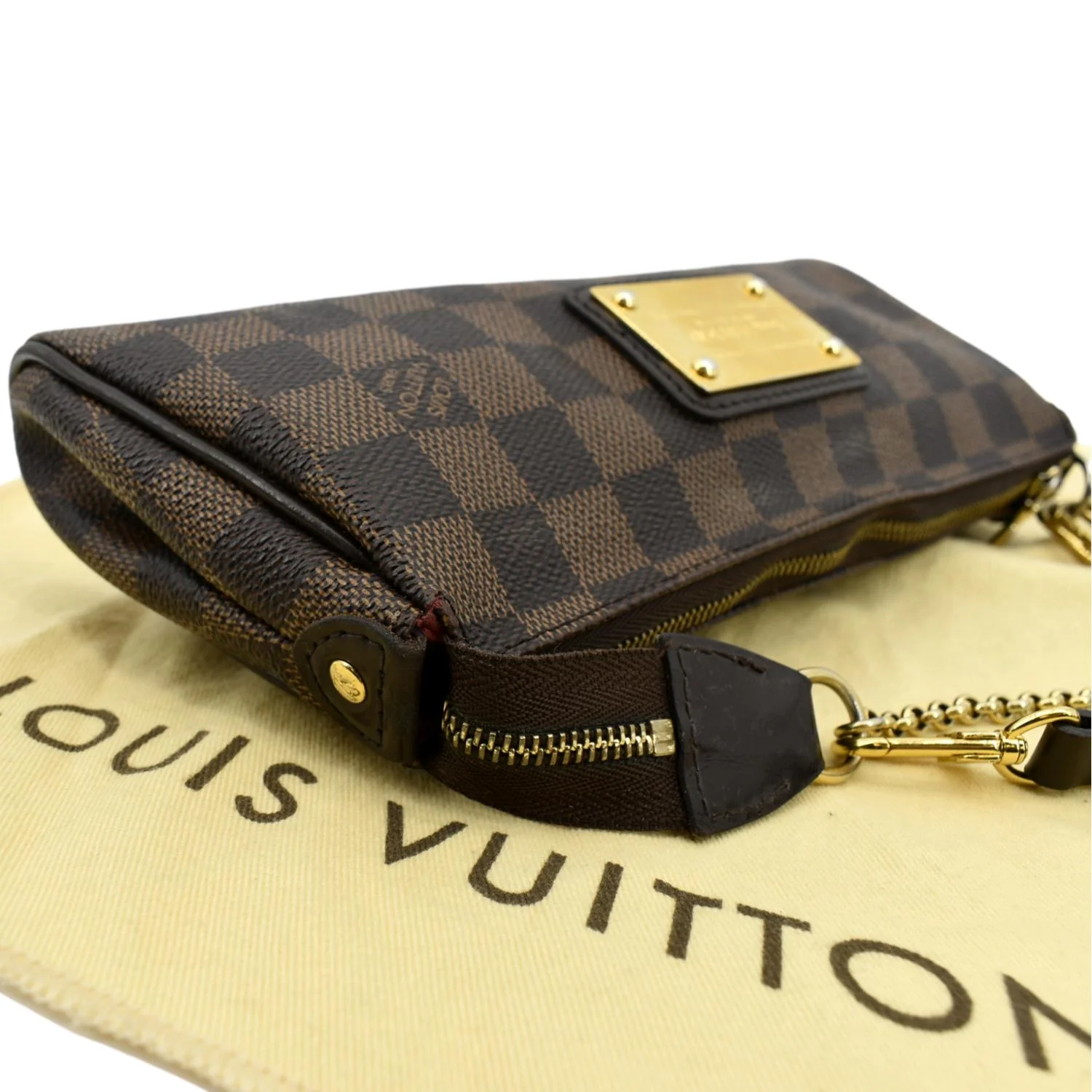 LOUIS VUITTON Eva Pochette Damier Ebene Clutch Crossbody Bag Brown - Image 6