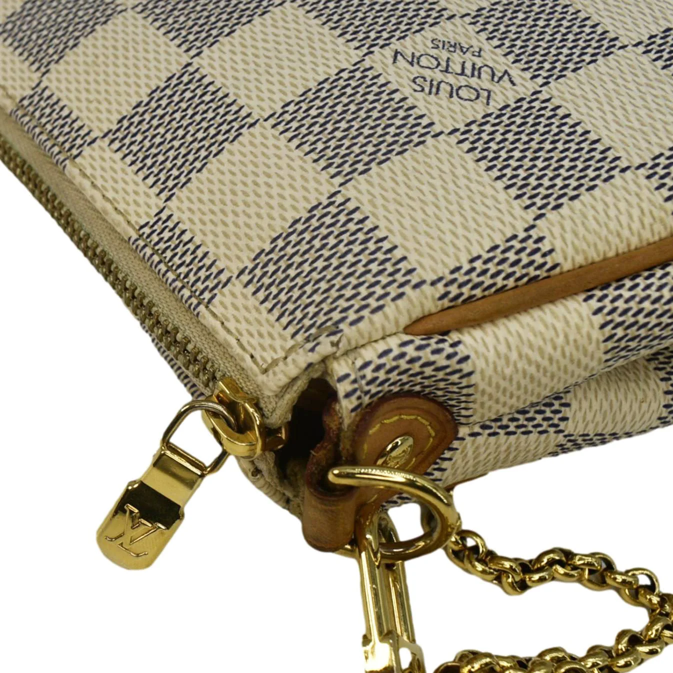 LOUIS VUITTON Pochette Eva Damier Azur Crossbody Clutch Bag White - Image 6