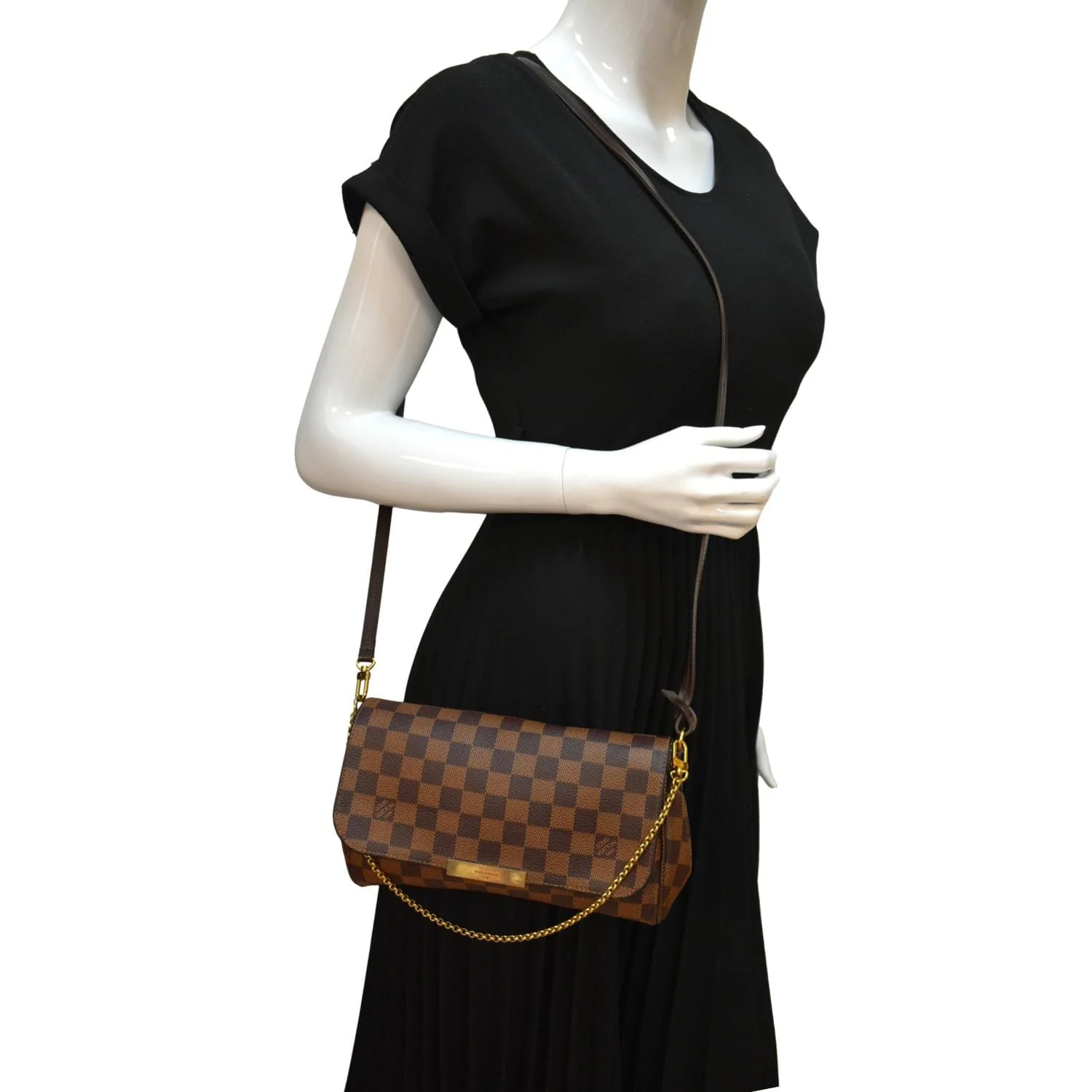 LOUIS VUITTON Favorite MM Damier Ebene Crossbody Bag Brown - Image 2