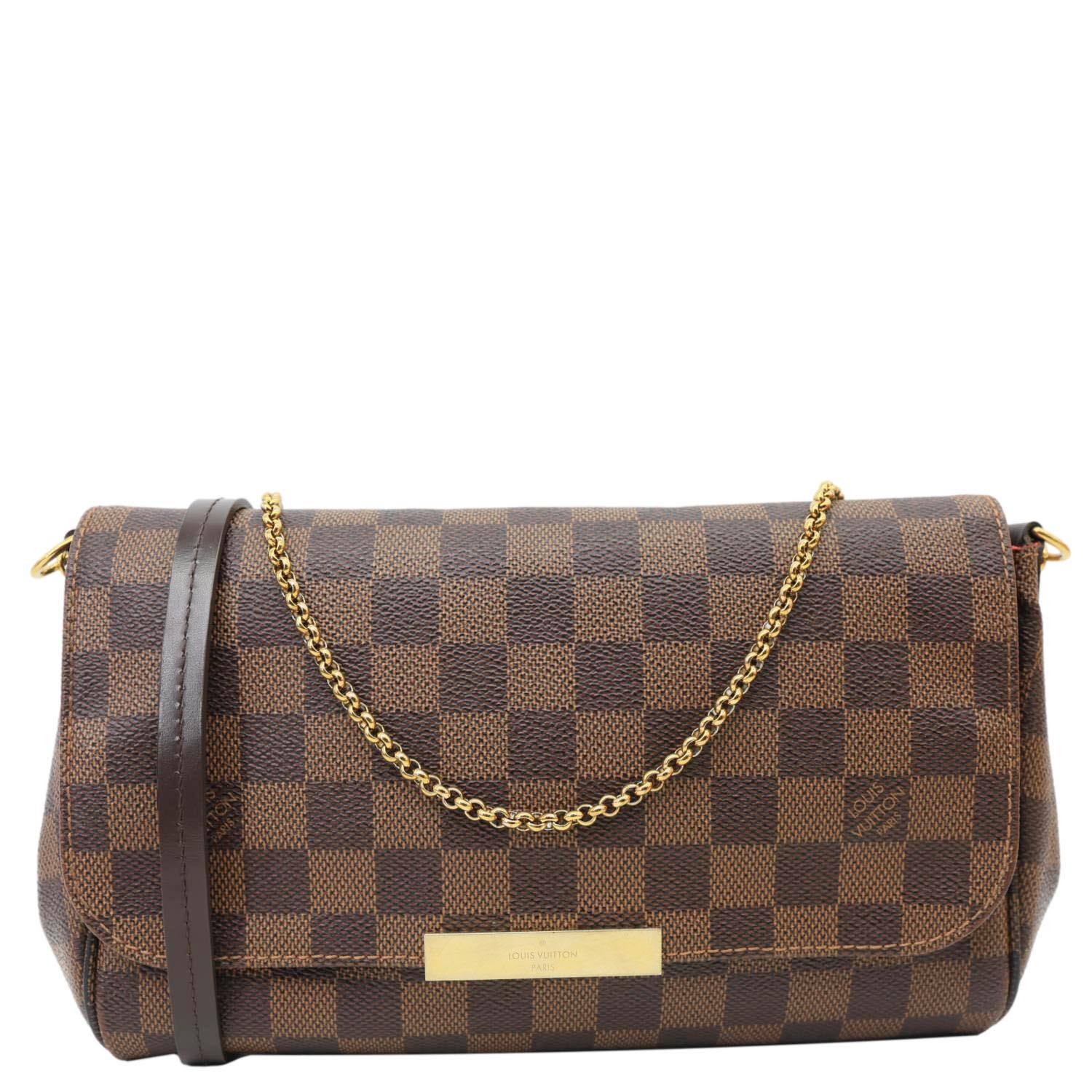 LOUIS VUITTON Favorite MM Damier Ebene Canvas Shoulder Bag Brown
