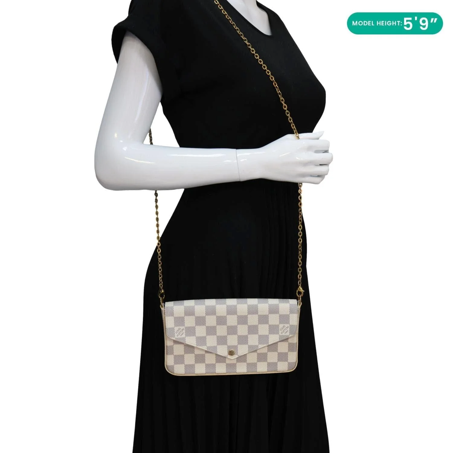 LOUIS VUITTON Felicie Pochette Damier Azur Crossbody Bag Rose Ballerine - Image 2