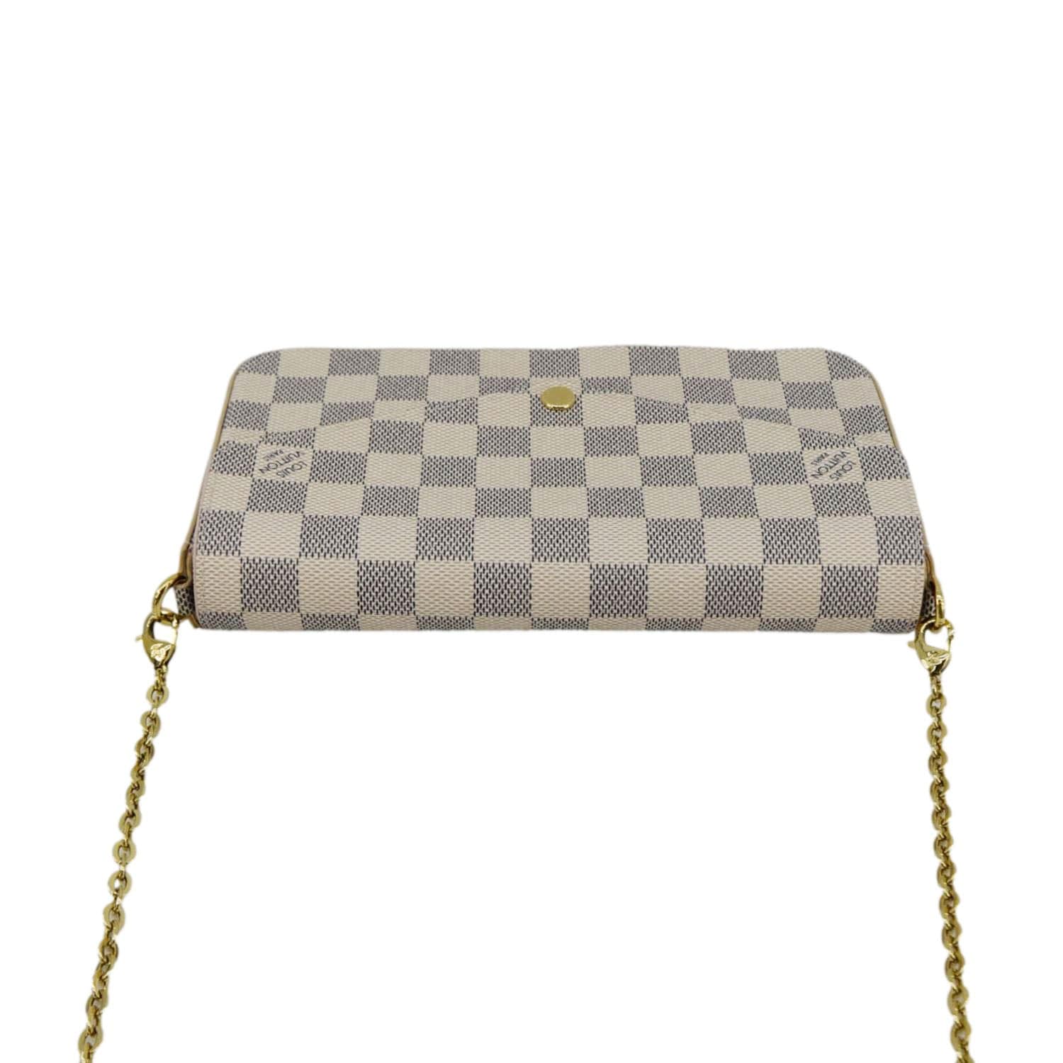 LOUIS VUITTON Felicie Pochette Damier Azur Crossbody Bag Rose Ballerine - Image 5