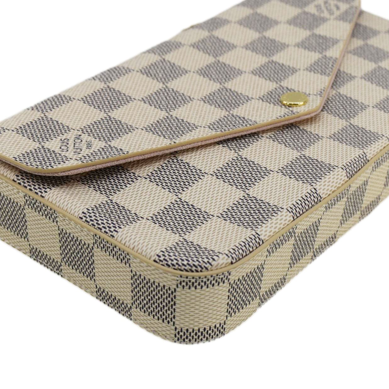 LOUIS VUITTON Felicie Pochette Damier Azur Crossbody Bag Rose Ballerine - Image 9