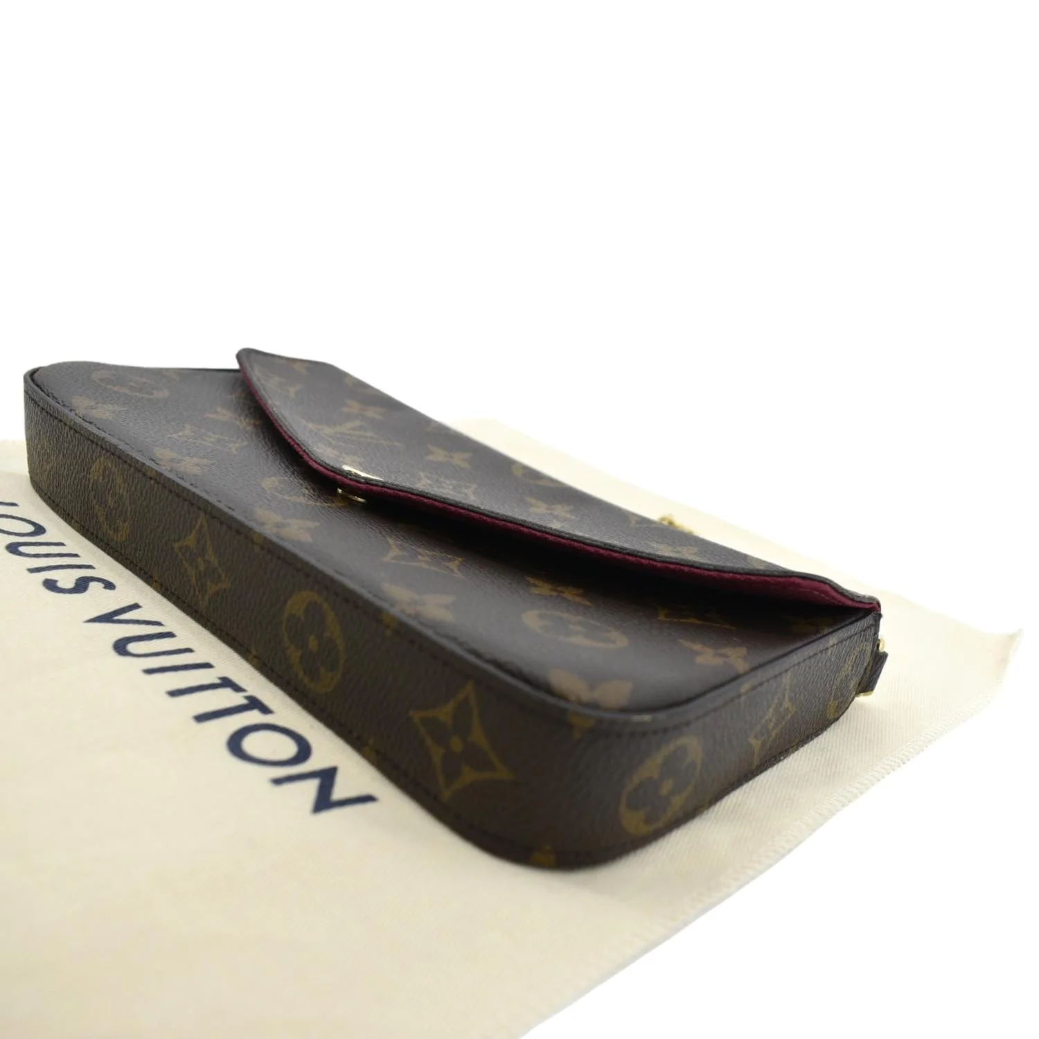 LOUIS VUITTON Felicie Monogram Canvas Pochette Crossbody Bag Fuchsia Pink - Image 7