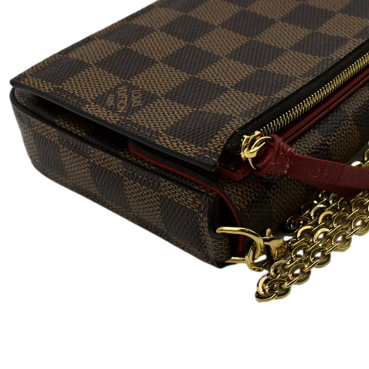 LOUIS VUITTON Felicie Damier Ebene Pochette Crossbody Bag Brown - Image 6