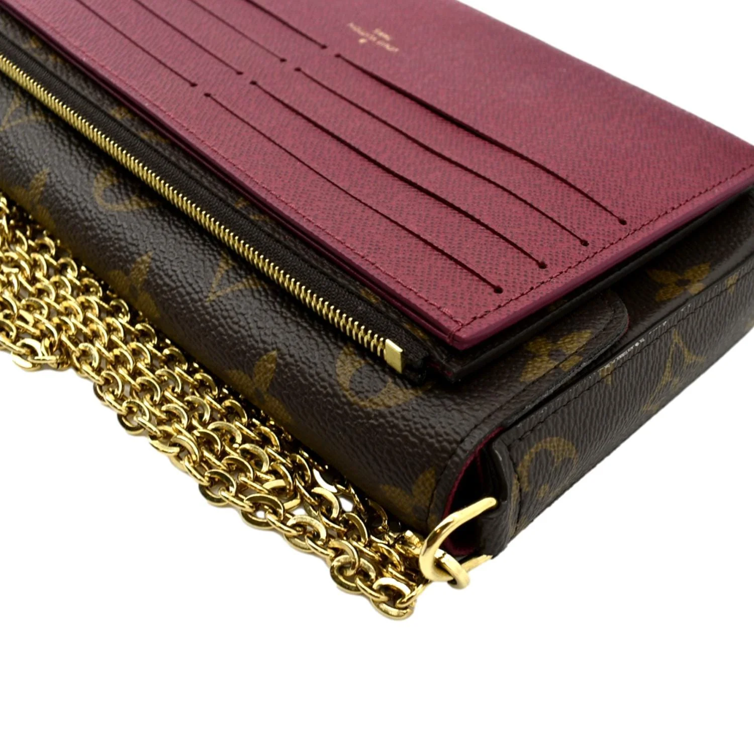 LOUIS VUITTON Felicie Monogram Canvas Pochette Crossbody Bag Fuchsia - Image 5