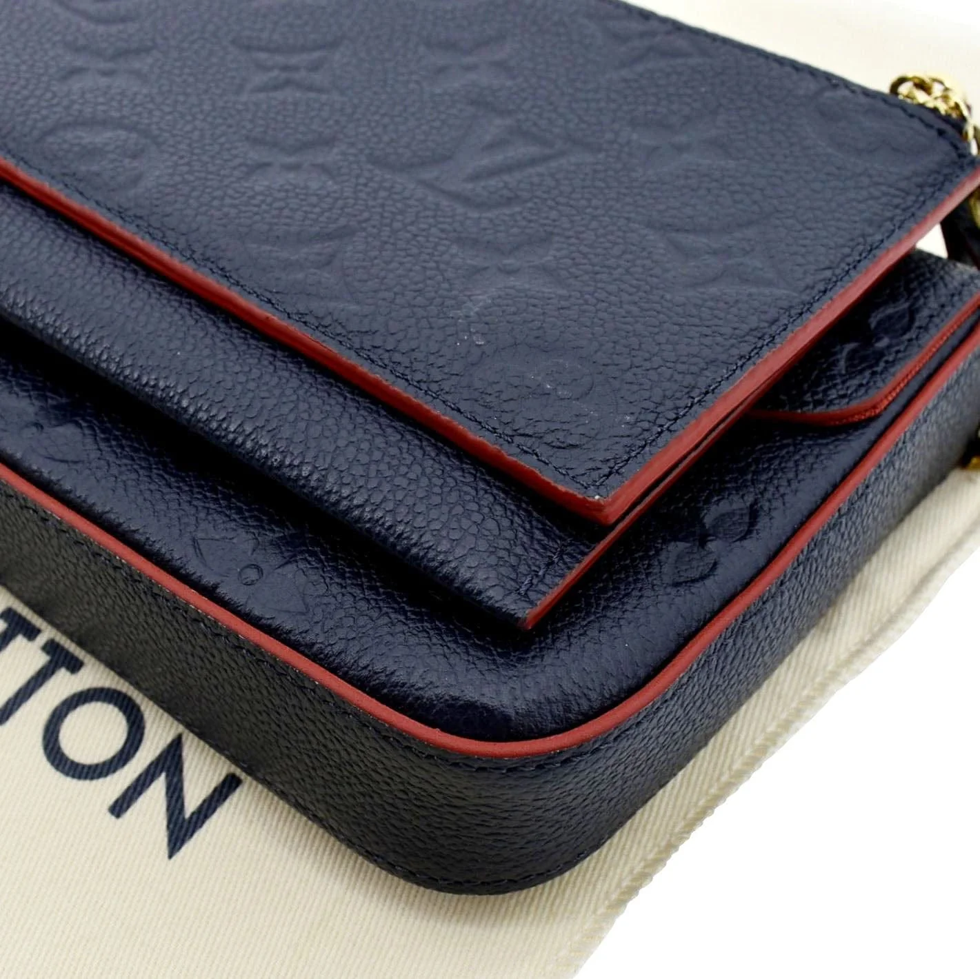 LOUIS VUITTON Felicie Monogram Empreinte Pochette Crossbody Bag Blue - Image 10