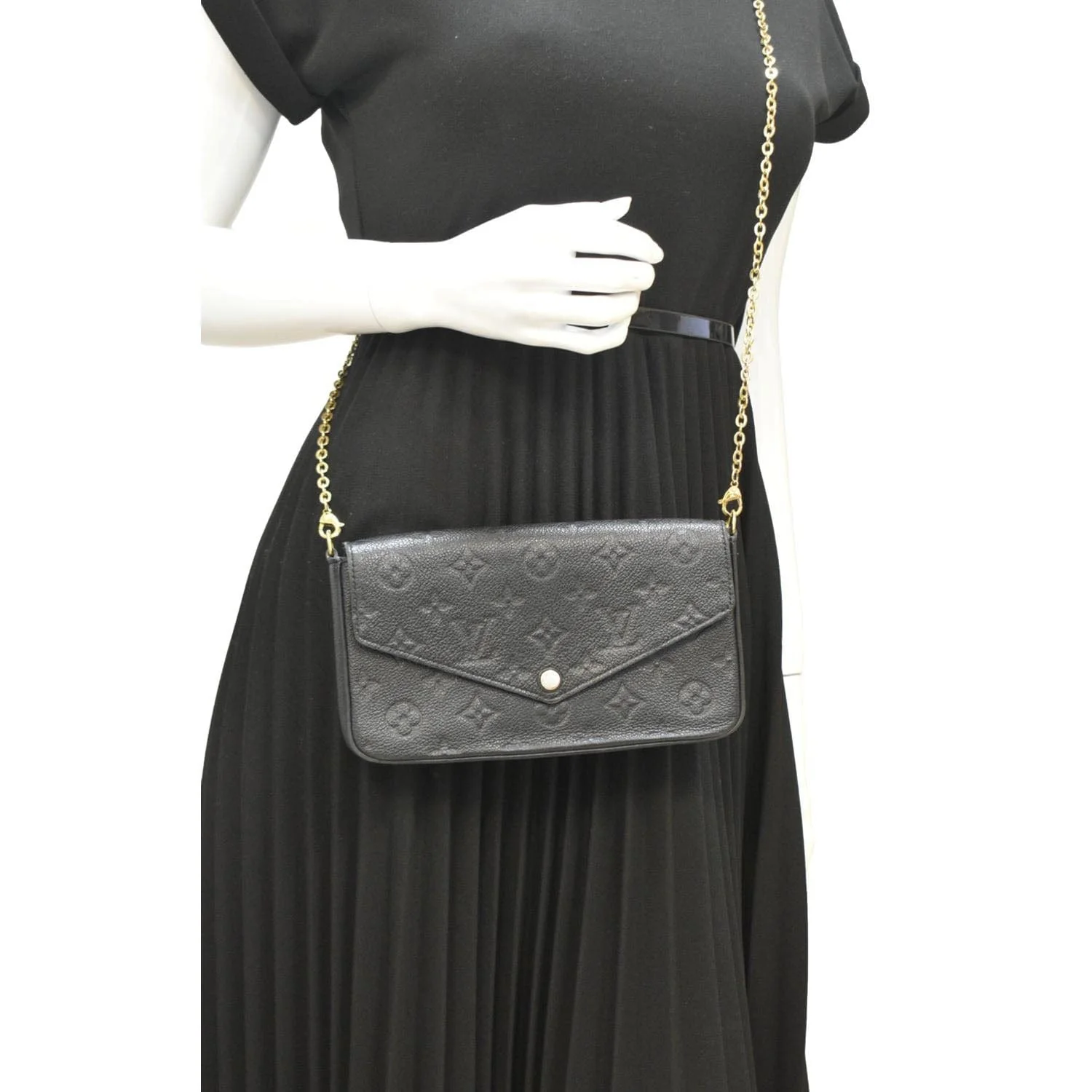 LOUIS VUITTON Felicie Monogram Empreinte Pochette Crossbody Bag Black - Image 2