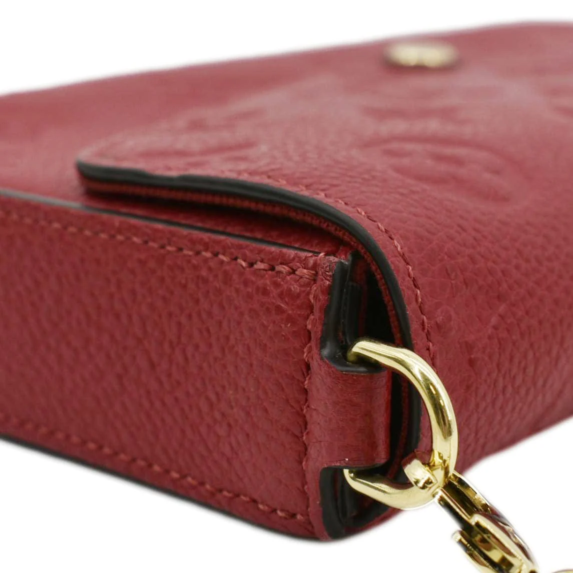 LOUIS VUITTON Felicie Monogram Empreinte Leather Pochette Crossbody Bag Red - Image 6