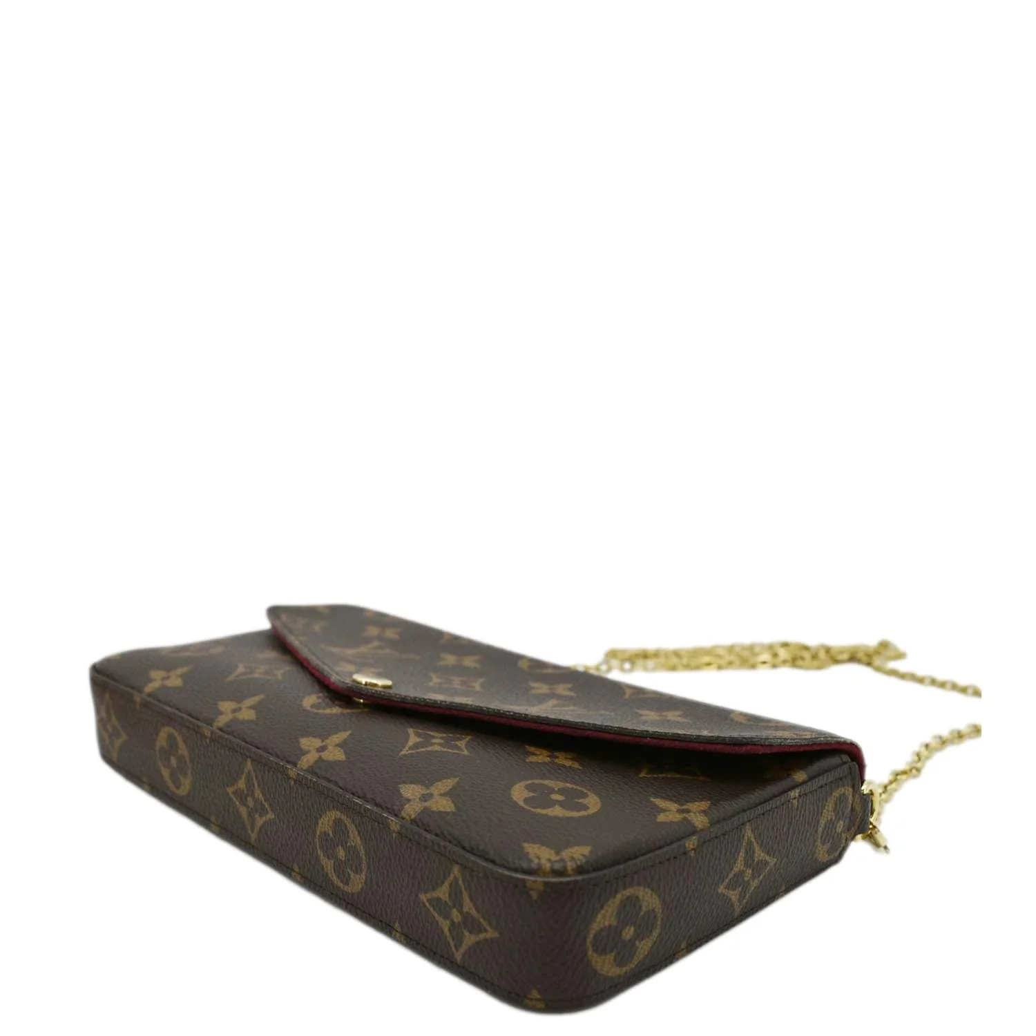 LOUIS VUITTON Felicie Monogram Canvas Pochette Crossbody Bag Brown - Image 9