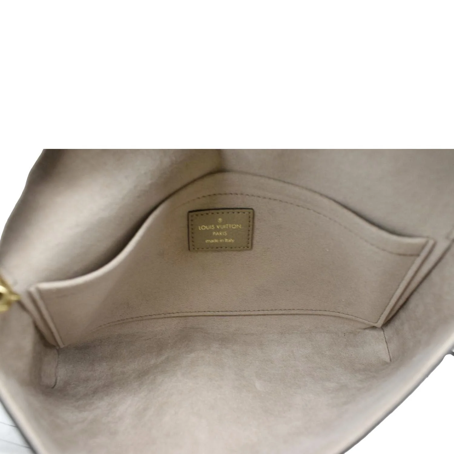 LOUIS VUITTON Felicie Pochette Monogram Empreinte Crossbody Bag Tourterelle/Creme - Image 10