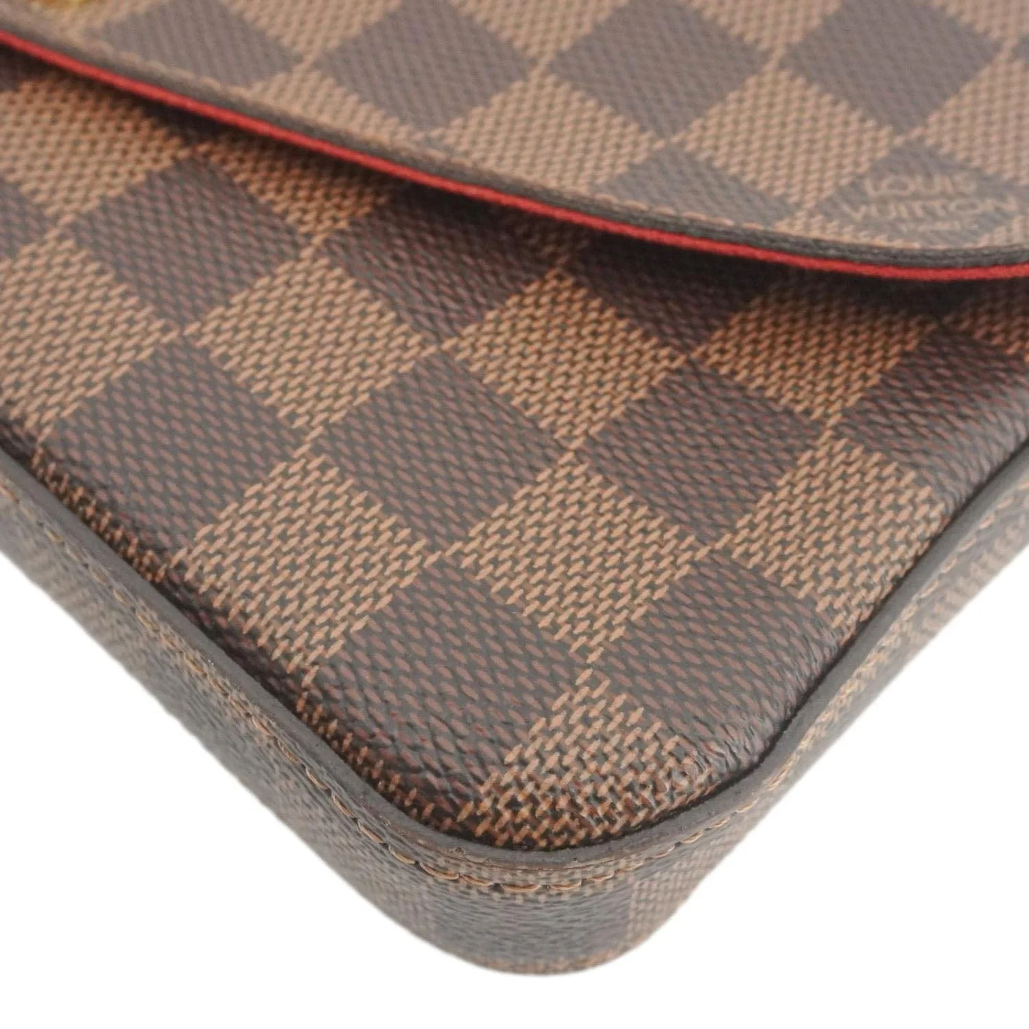 LOUIS VUITTON Felicie Pochette Damier Ebene Crossbody Bag Brown - Image 10