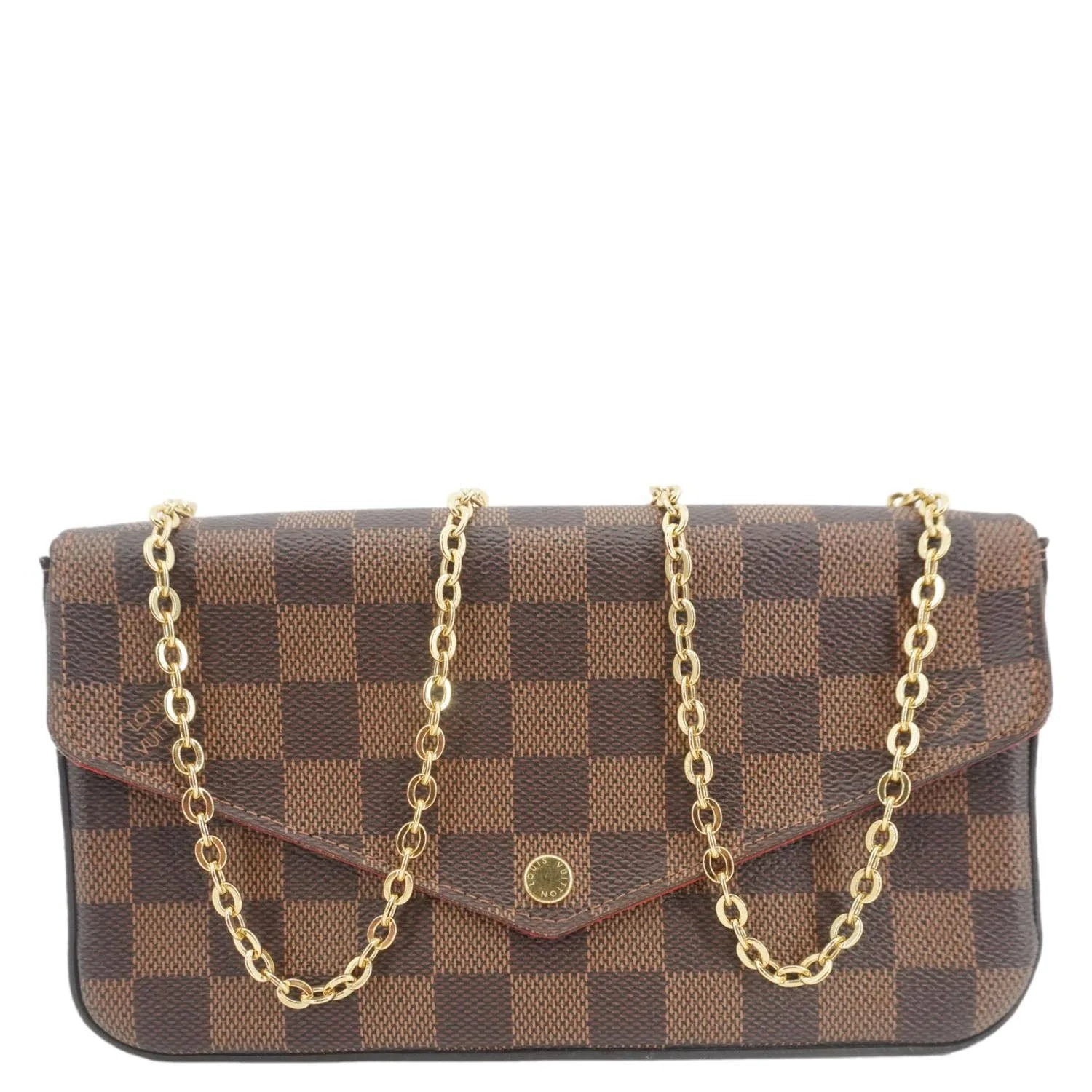 LOUIS VUITTON Felicie Pochette Damier Ebene Crossbody Bag Brown - Image 4