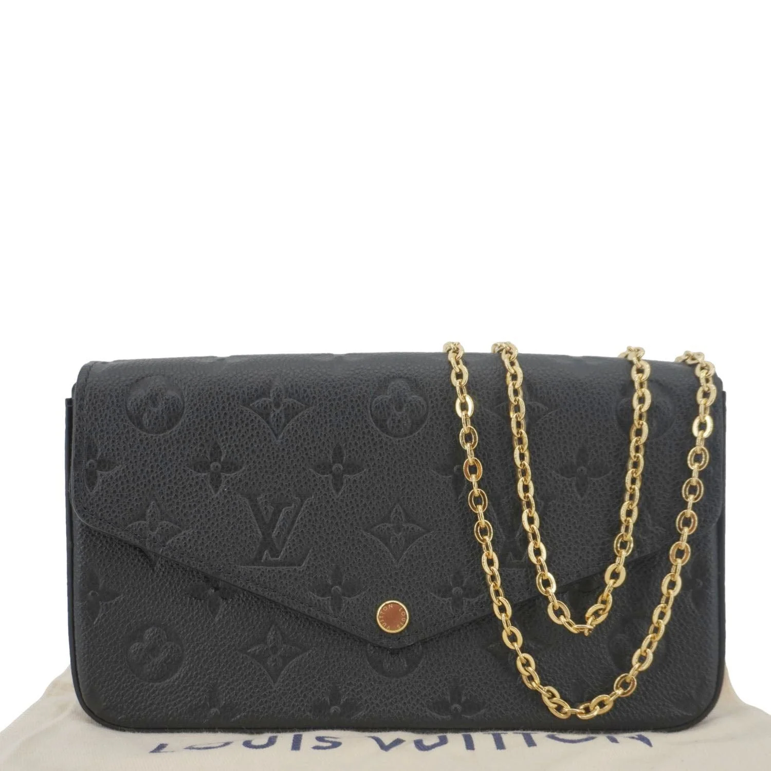 LOUIS VUITTON Felicie Pochette Empreinte Leather Crossbody Bag Black - Image 3
