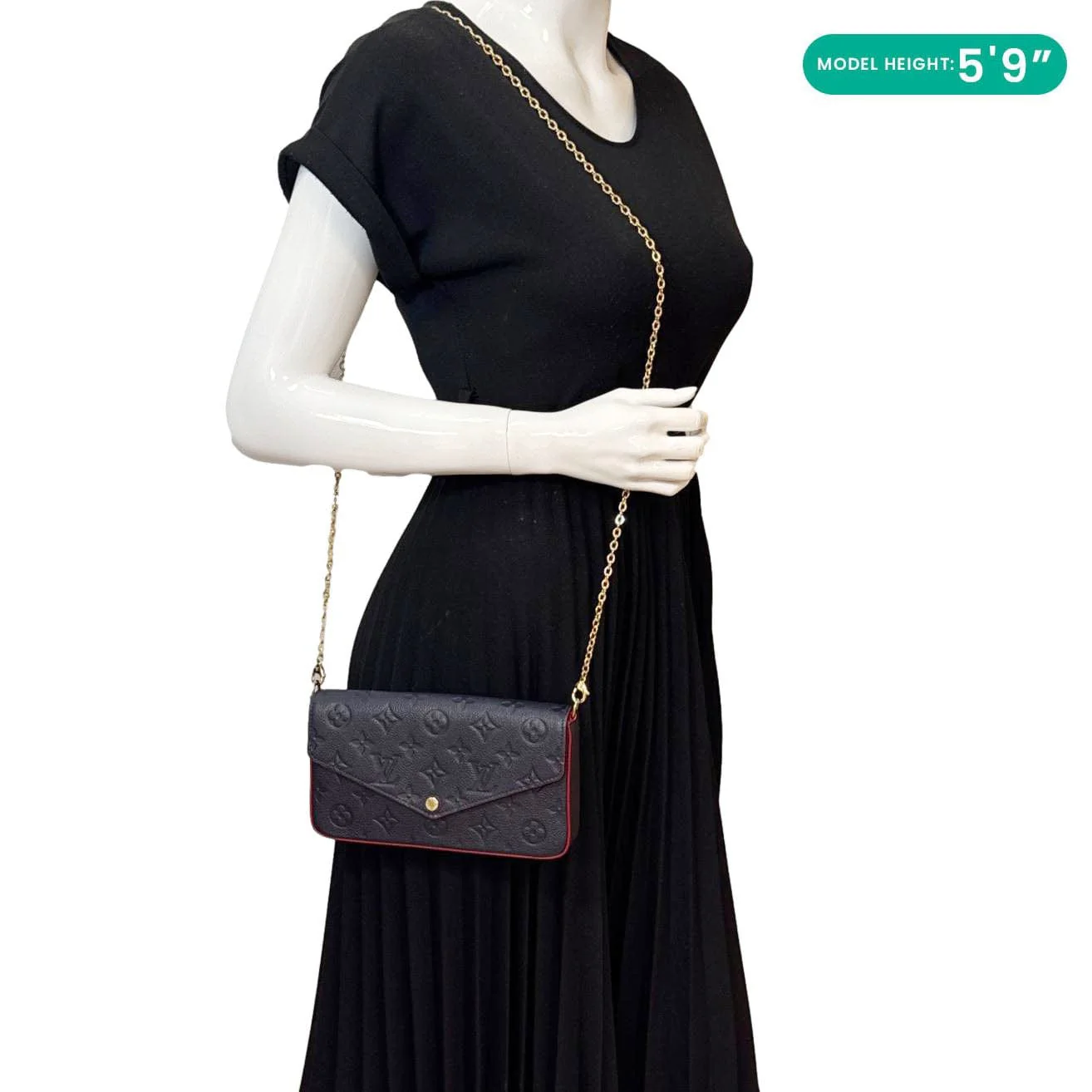 LOUIS VUITTON Felicie Pochette Empreinte Leather Crossbody Bag Blue - Image 2