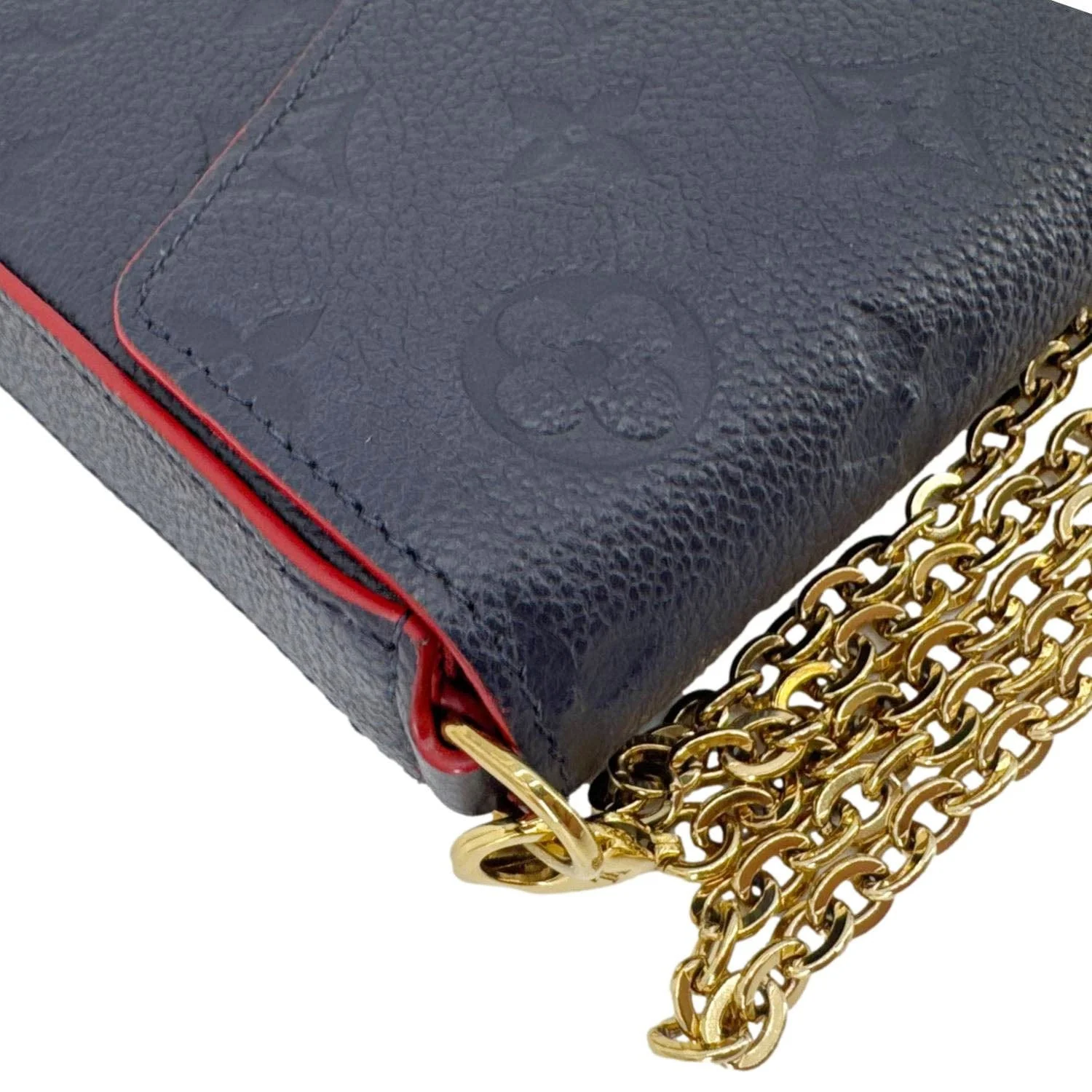LOUIS VUITTON Felicie Pochette Empreinte Leather Crossbody Bag Blue - Image 7