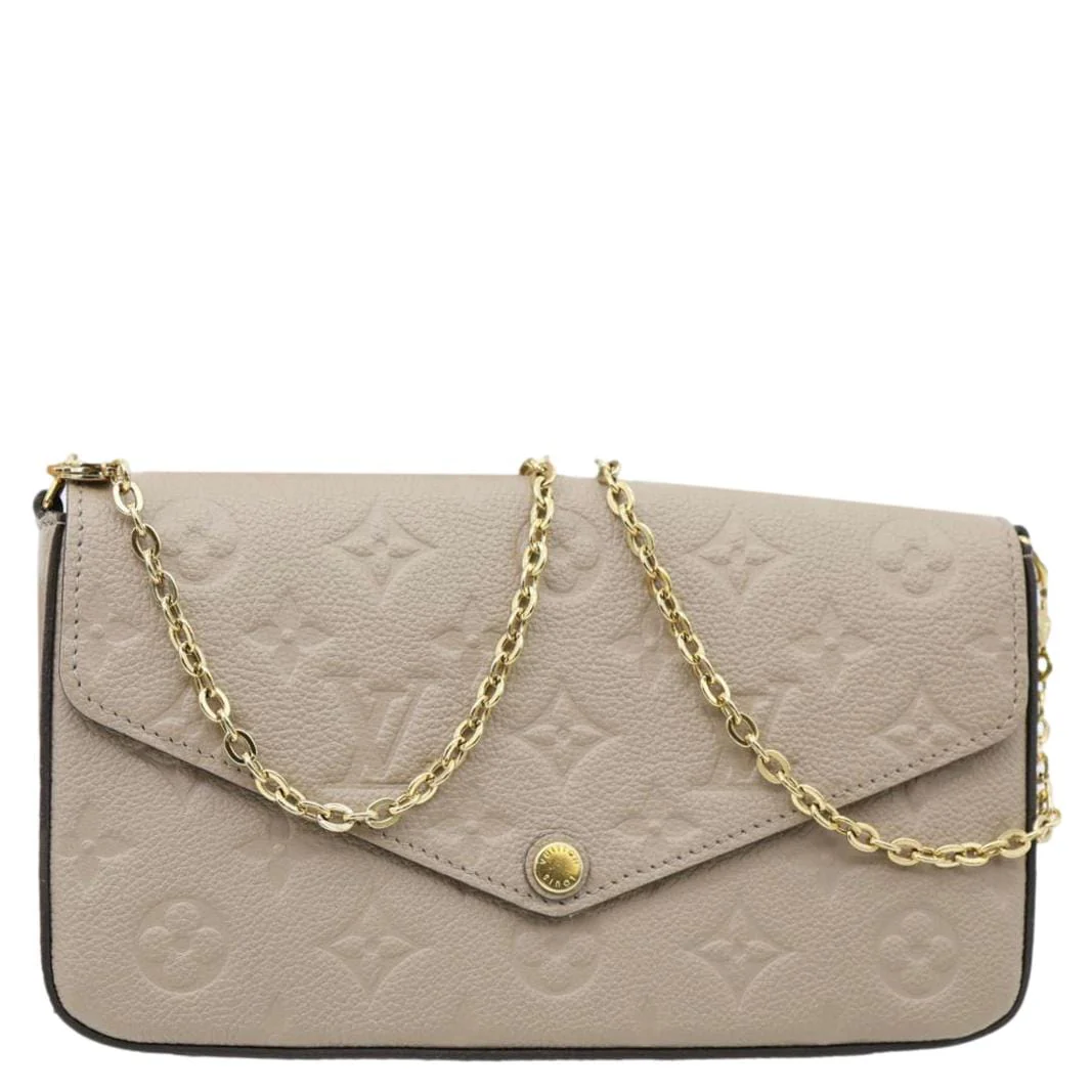 LOUIS VUITTON Felicie Pochette Monogram Empreinte Crossbody Bag Beige