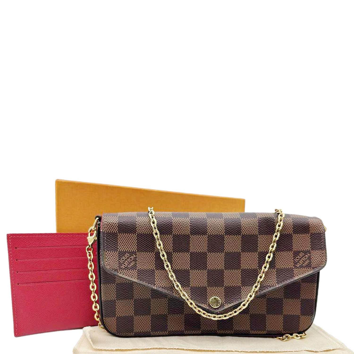 LOUIS VUITTON Felicie Pochette Damier Ebene Crossbody Bag Brown - Image 3