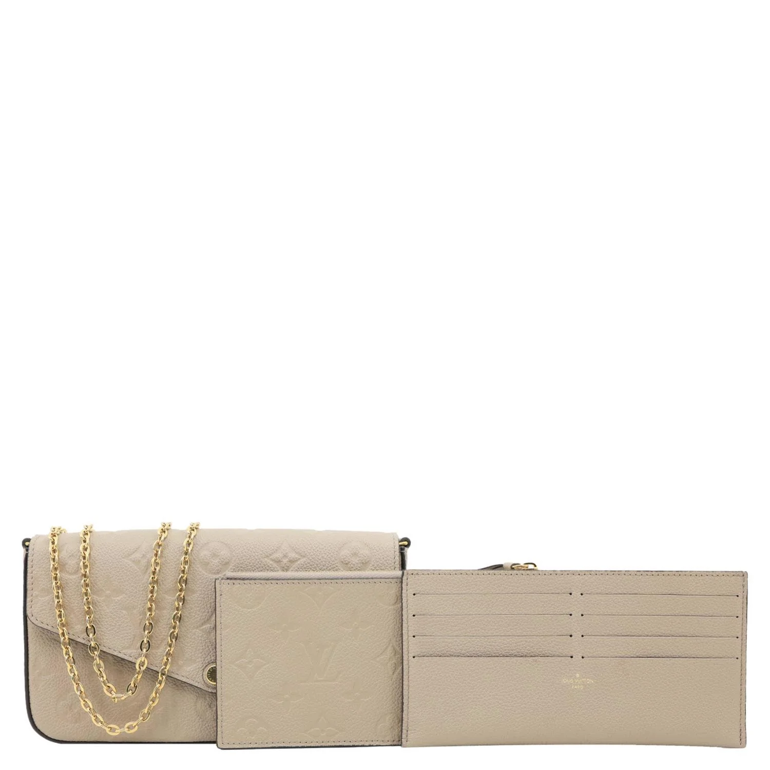 LOUIS VUITTON Felicie Pochette Monogram Empreinte Leather Crossbody Bag Beige - Image 3