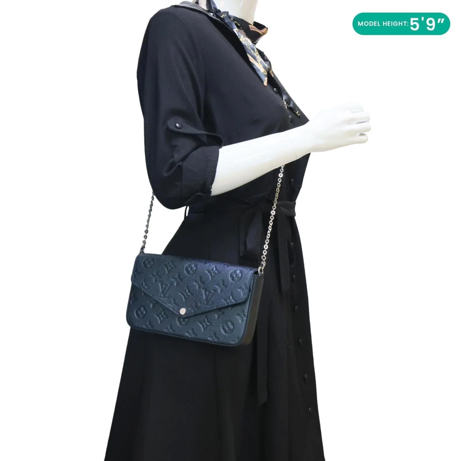 LOUIS VUITTON Felicie Pochette Empreinte Leather Crossbody Bag Shimmery Ink - Image 2