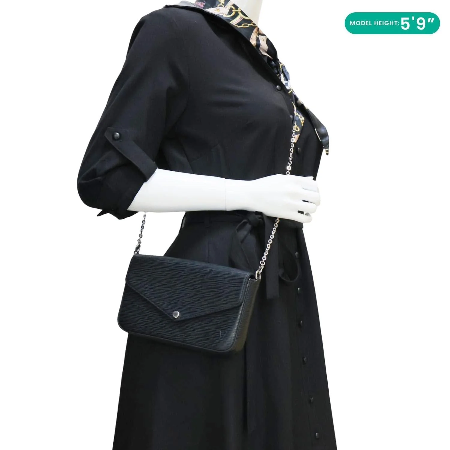 LOUIS VUITTON Felicie Pochette Epi Leather Crossbody Bag Black - Image 2