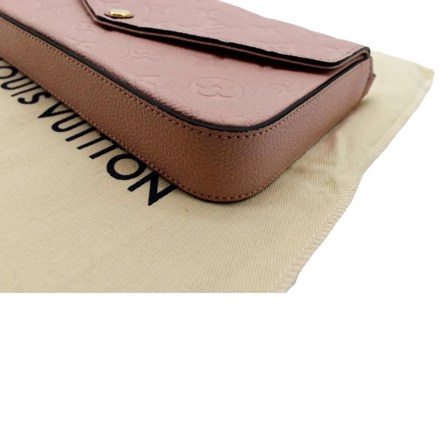 LOUIS VUITTON Pochette Felicie Monogram Empreinte Leather Chain Wallet Rose Poudre - Image 7