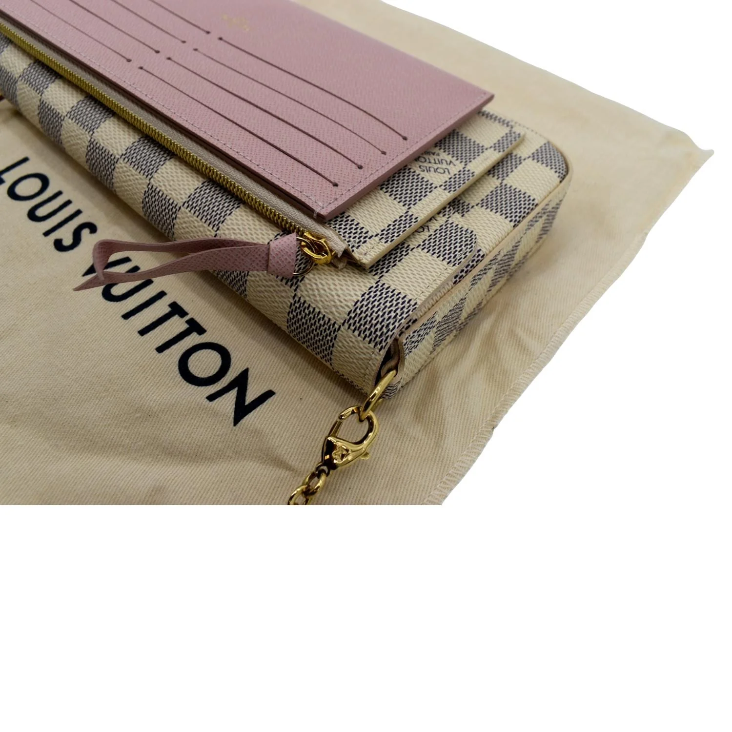 LOUIS VUITTON Felicie Pochette Damier Azur Crossbody Bag White - Image 5