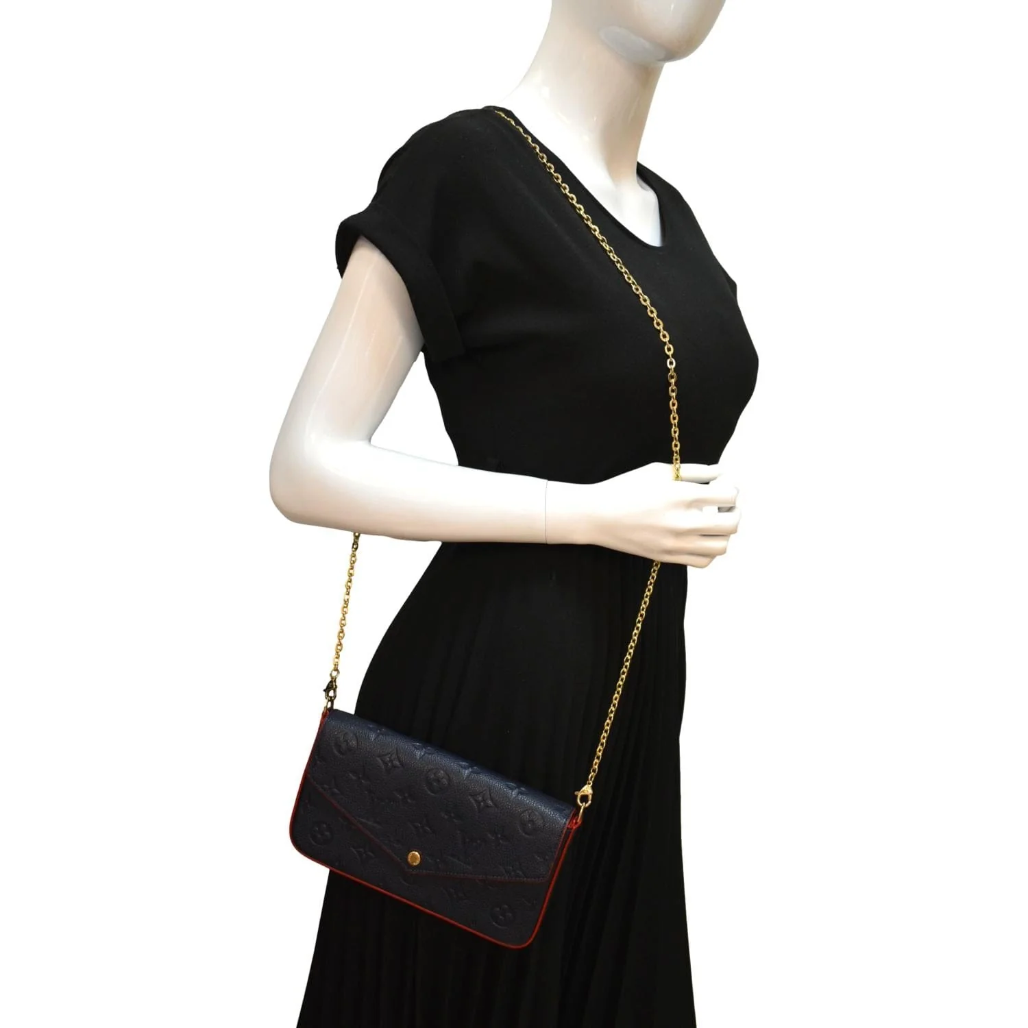 LOUIS VUITTON Felicie Monogram Empreinte Pochette Crossbody Bag Marine Rouge - Image 2