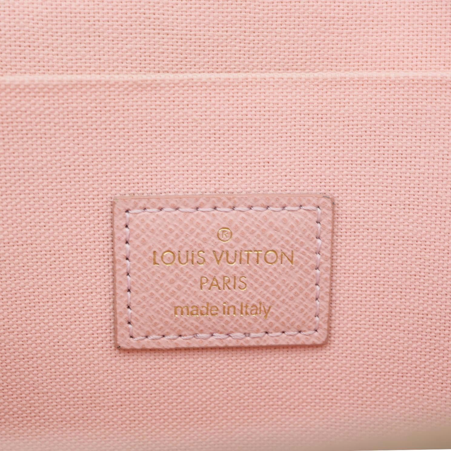 LOUIS VUITTON Felicie Pochette Damier Azur Crossbody Bag Rose Ballerine - Image 11