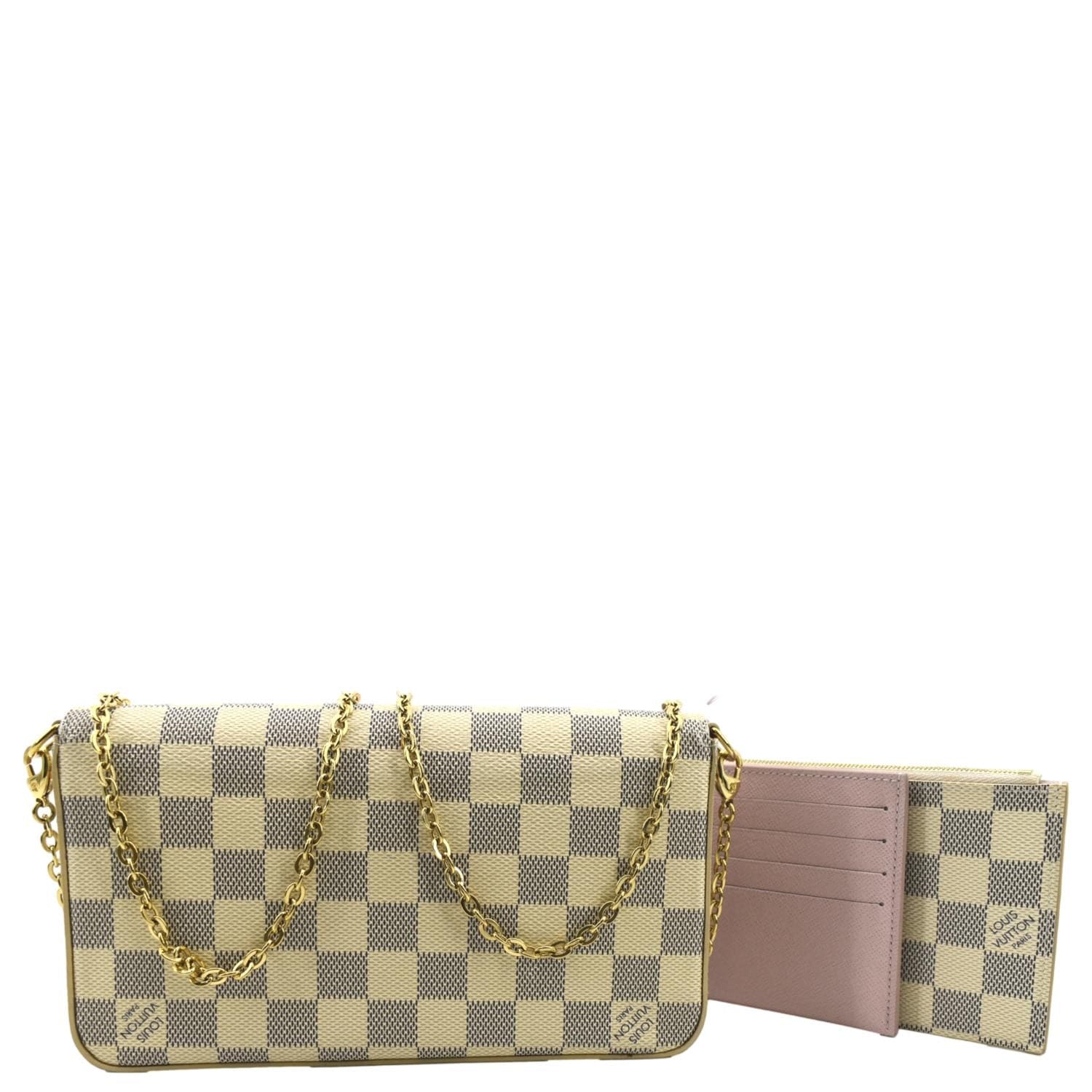 LOUIS VUITTON Felicie Pochette Damier Azur Crossbody Bag White - Image 3