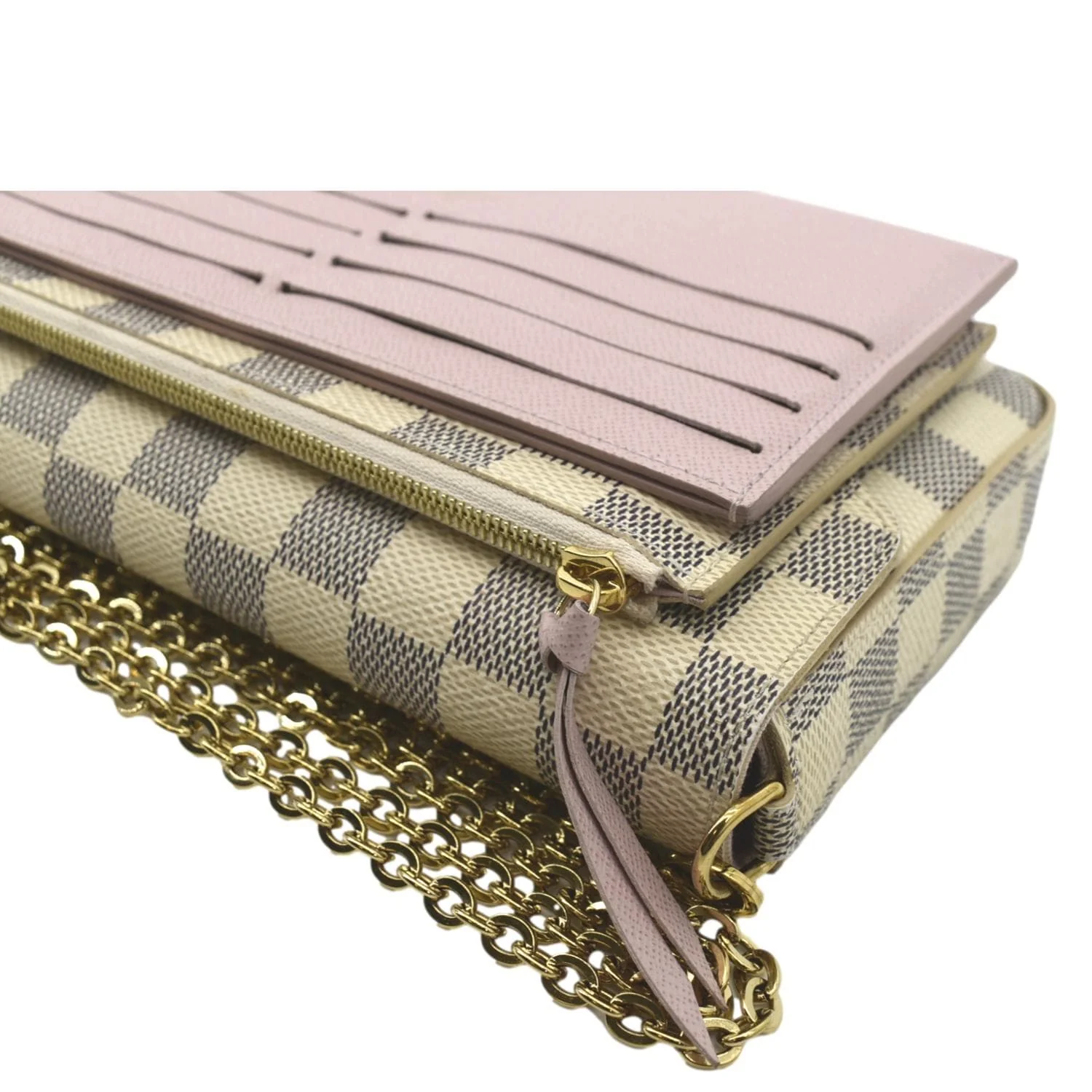LOUIS VUITTON Felicie Pochette Damier Azur Crossbody Bag White - Image 6