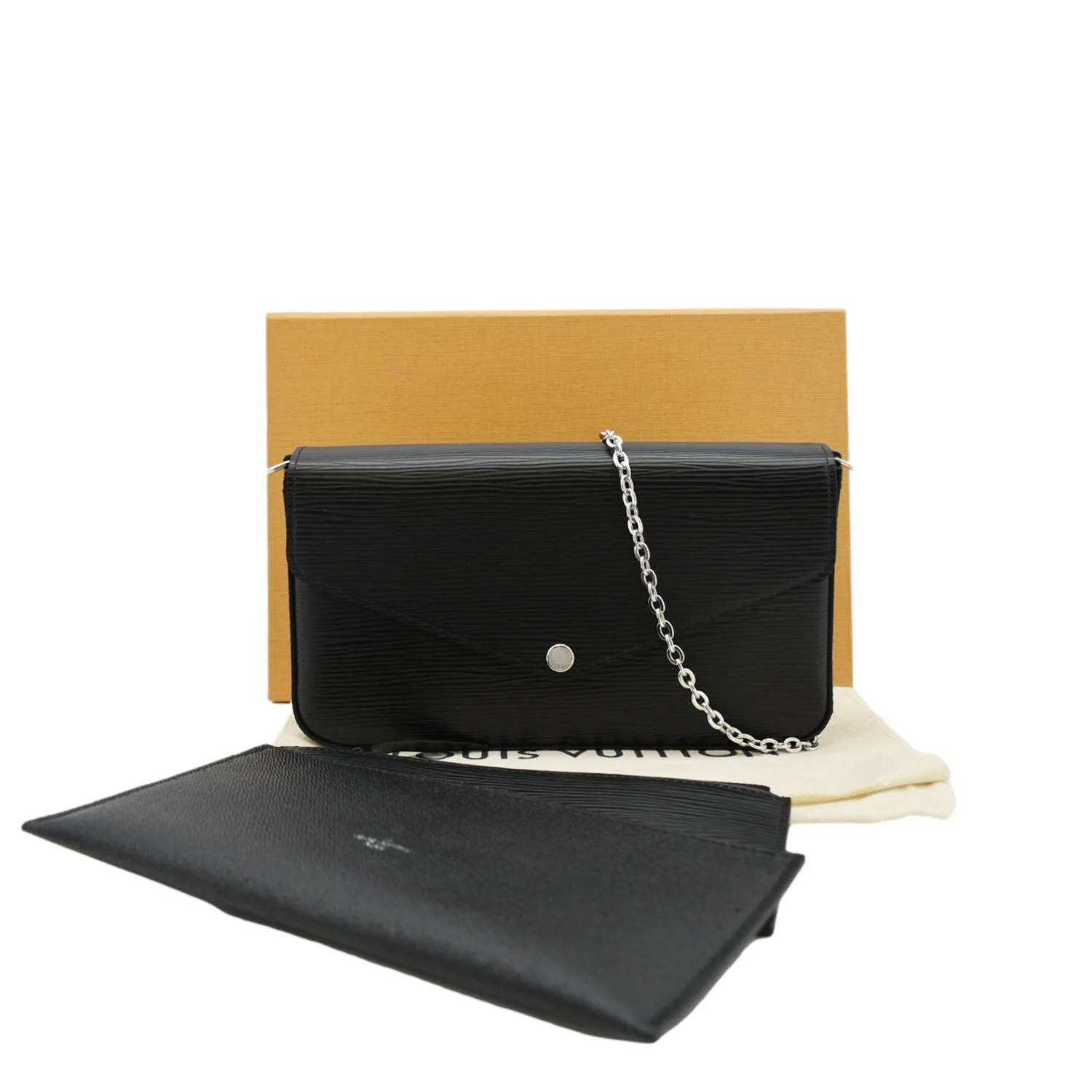 LOUIS VUITTON Felicie Pochette Epi Leather Crossbody Bag Black - Image 3
