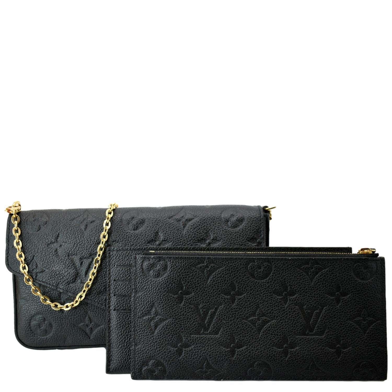 LOUIS VUITTON Felicie Monogram Empreinte Chain Pochette Crossbody Bag Black - Image 3