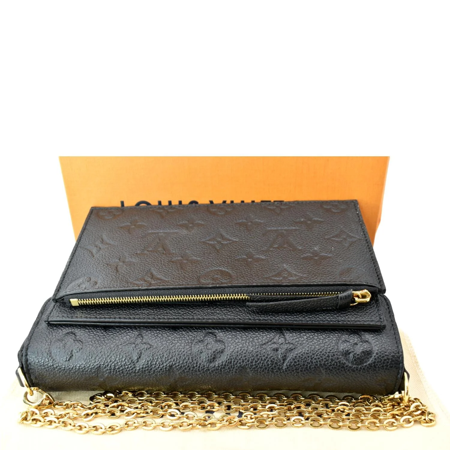 LOUIS VUITTON Felicie Monogram Empreinte Chain Pochette Crossbody Bag Black - Image 6