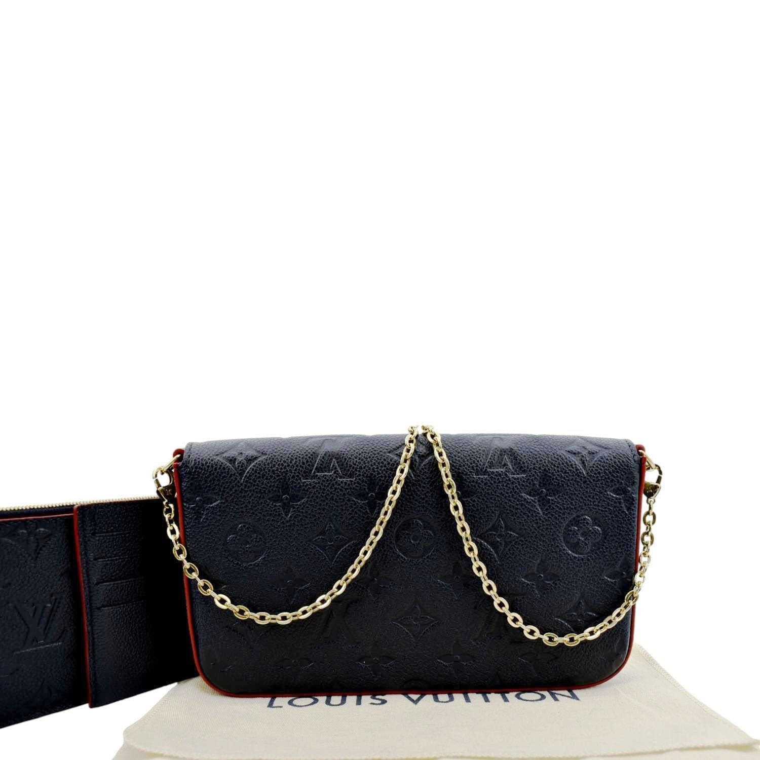 LOUIS VUITTON Felicie Monogram Empreinte Pochette Crossbody Bag Navy Blue - Image 4