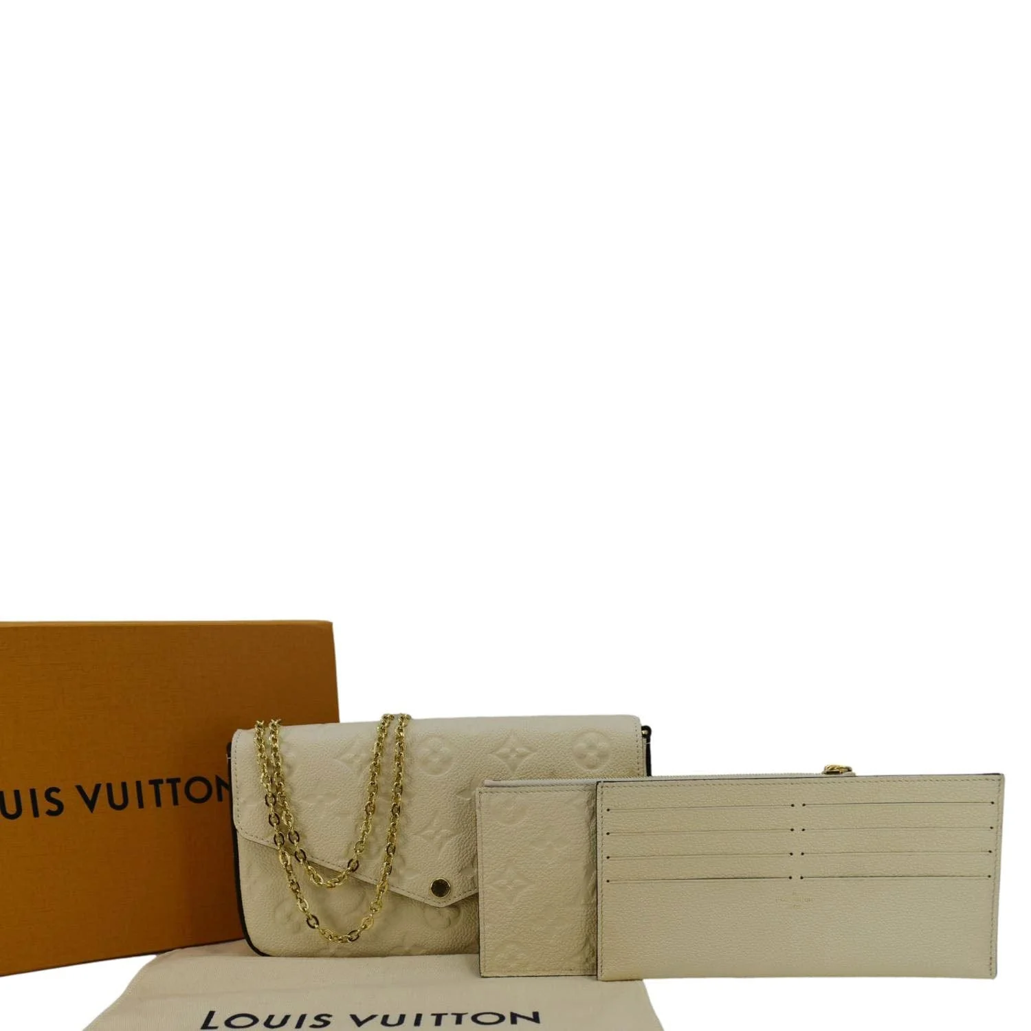 LOUIS VUITTON Felicie Pochette Empreinte Leather Crossbody Bag White - Image 3