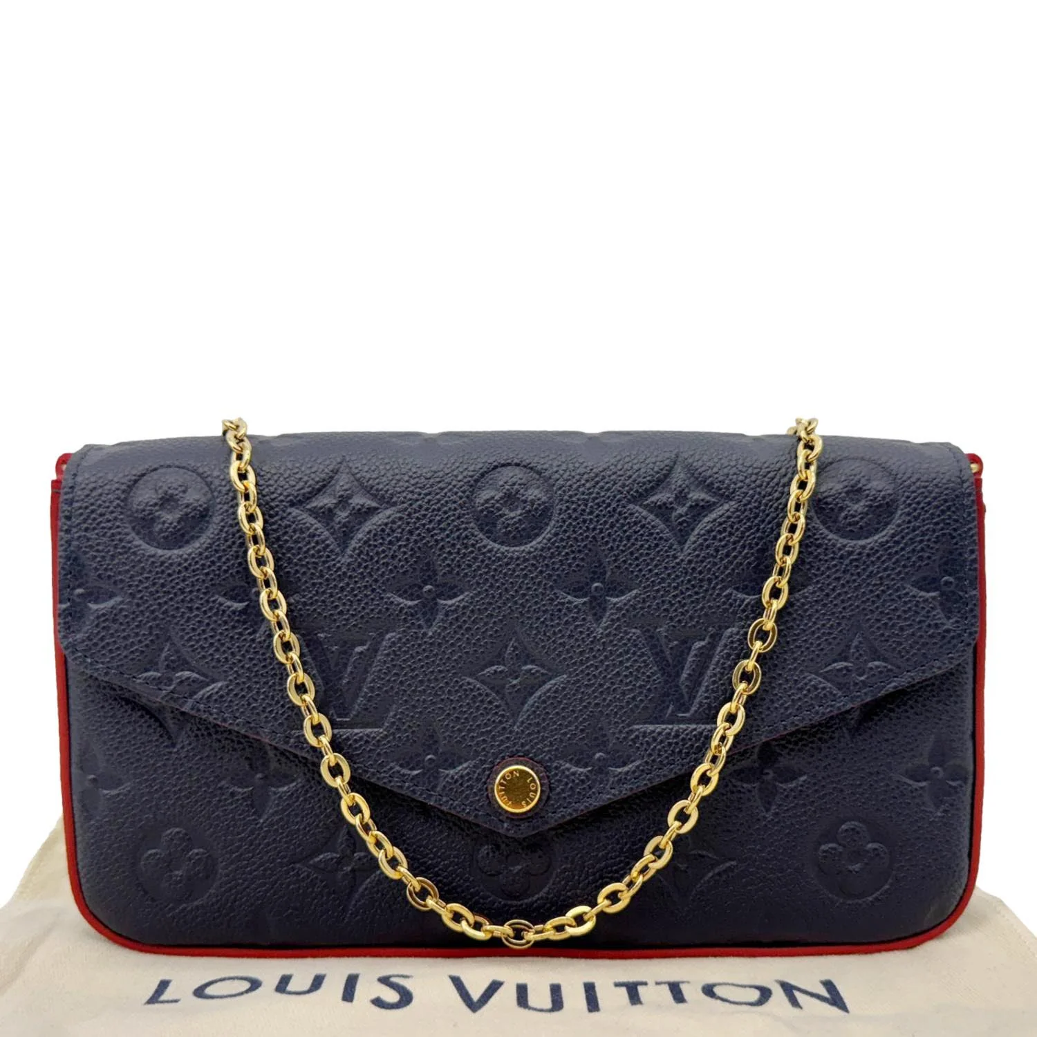LOUIS VUITTON Felicie Pochette Monogram Empreinte Crossbody Bag Navy Blue - Image 3