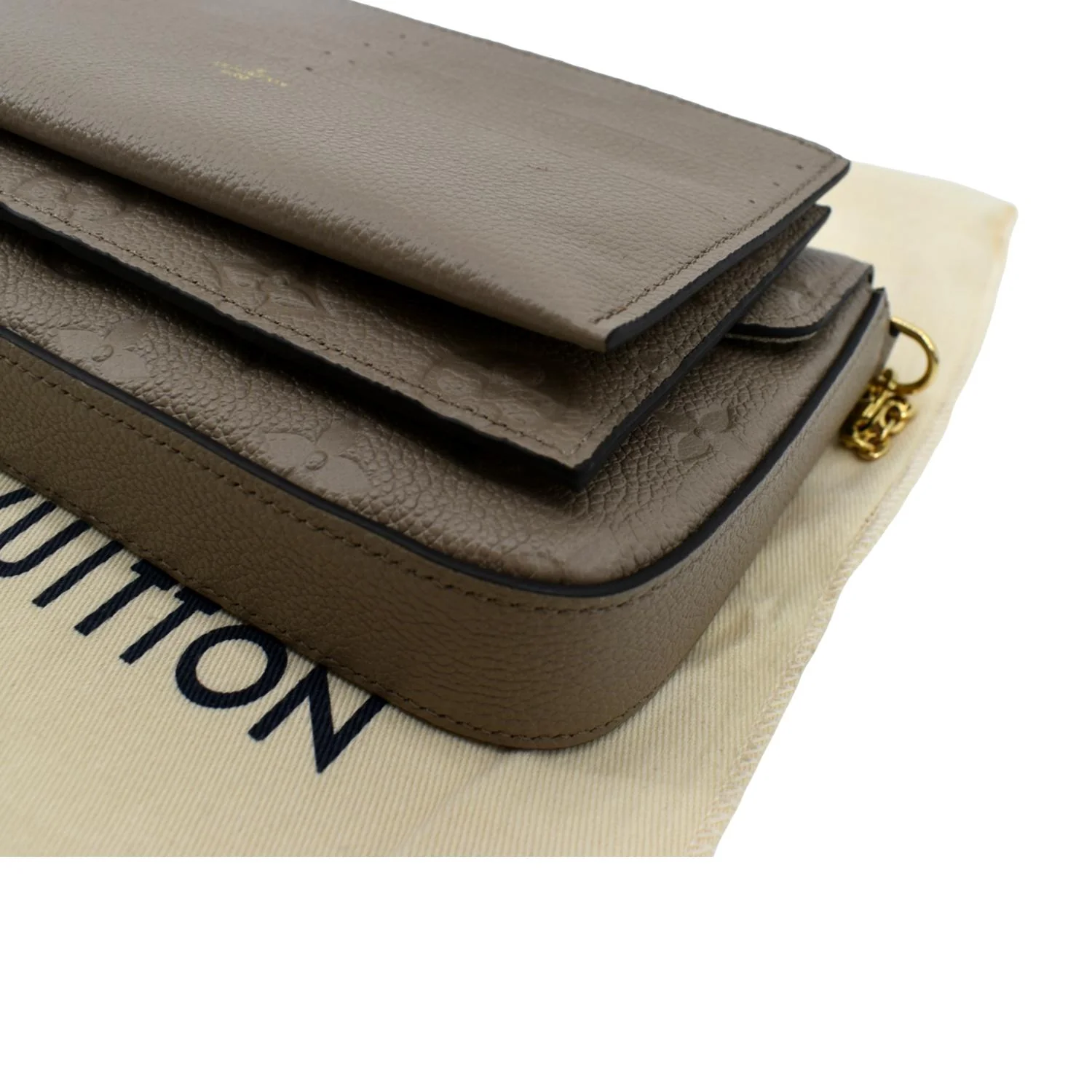LOUIS VUITTON Pochette Felicie Monogram Empreinte Leather Chain Wallet Tourterelle - Image 7