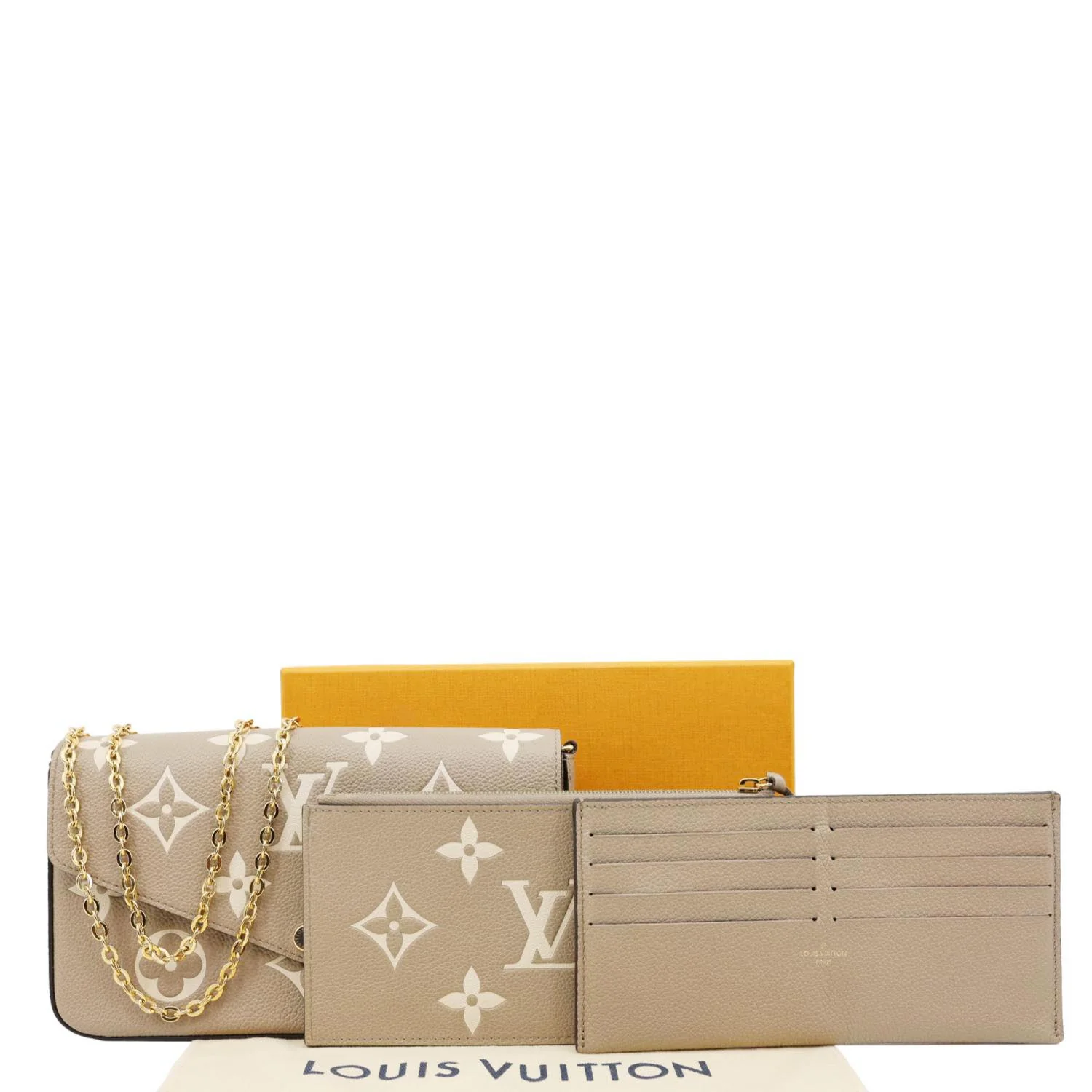 LOUIS VUITTON Felicie Pochette Monogram Empreinte Crossbody Bag Tourterelle Creme - Image 3