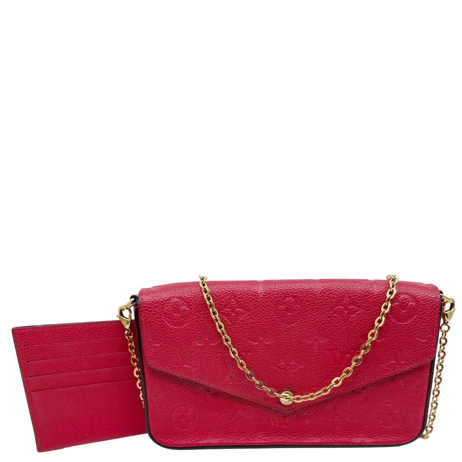 LOUIS VUITTON Felicie Pochette Monogram Empreinte Crossbody Bag Red - Image 3