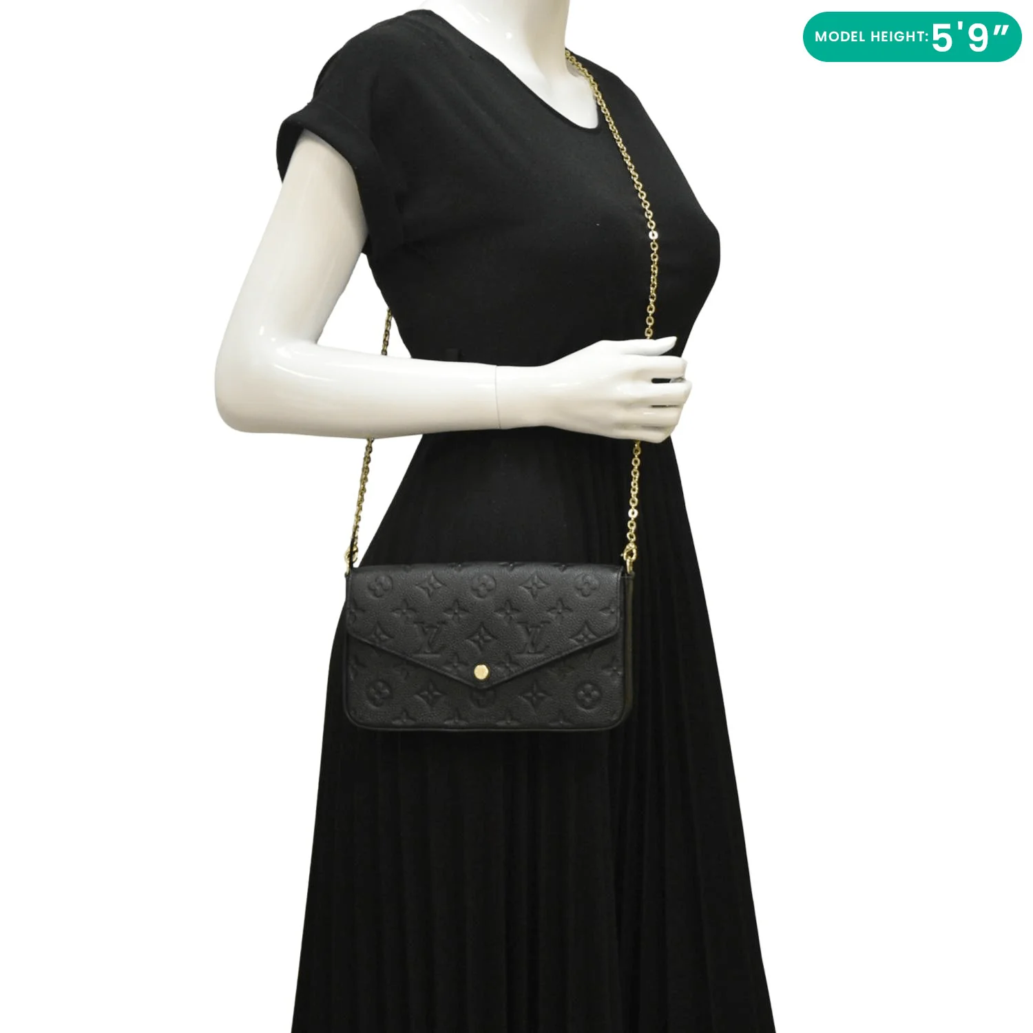 LOUIS VUITTON Felicie Pochette Empreinte Leather Crossbody Bag Black - Image 2