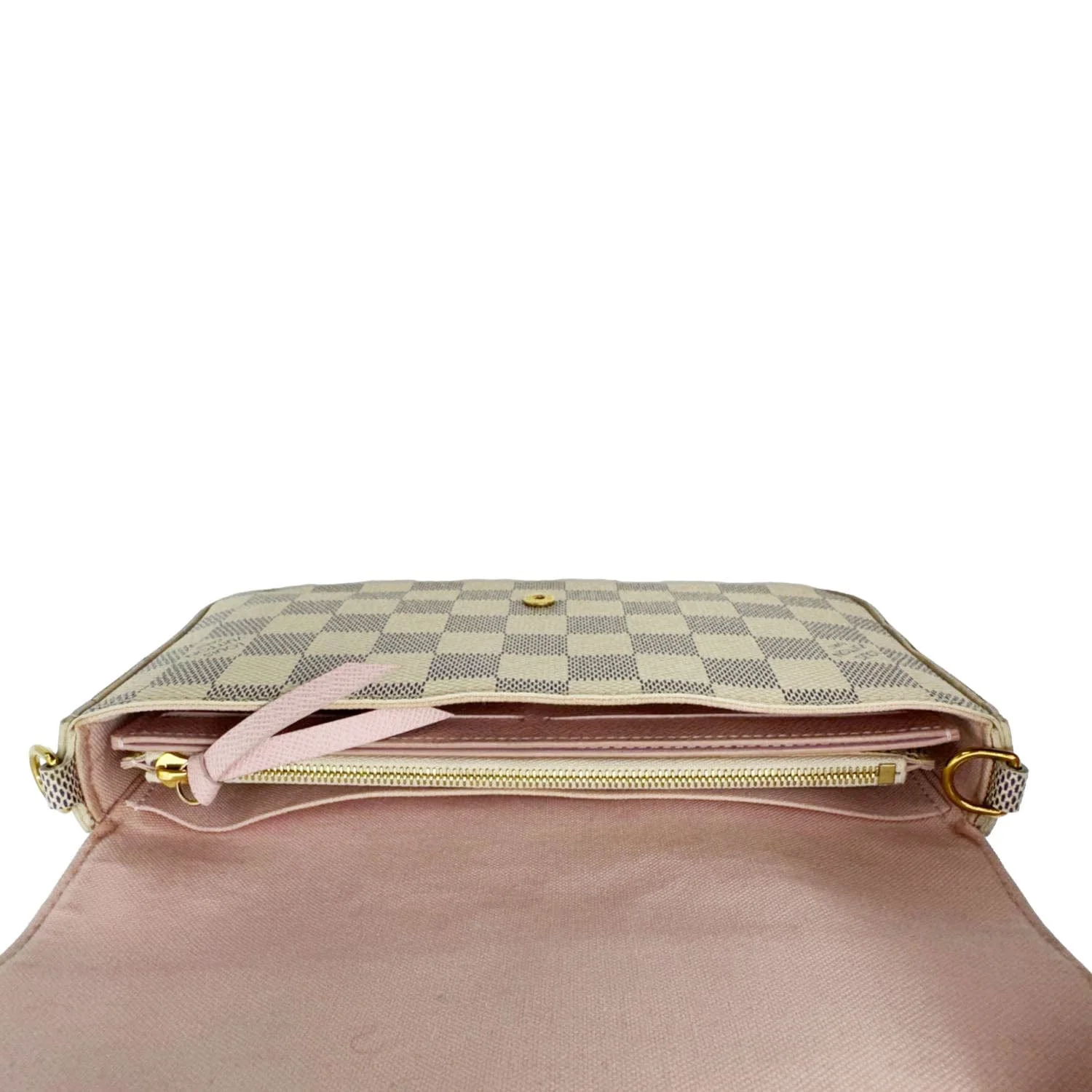 LOUIS VUITTON Felicie Pochette Damier Azur Crossbody Bag Rose Ballerine - Image 14