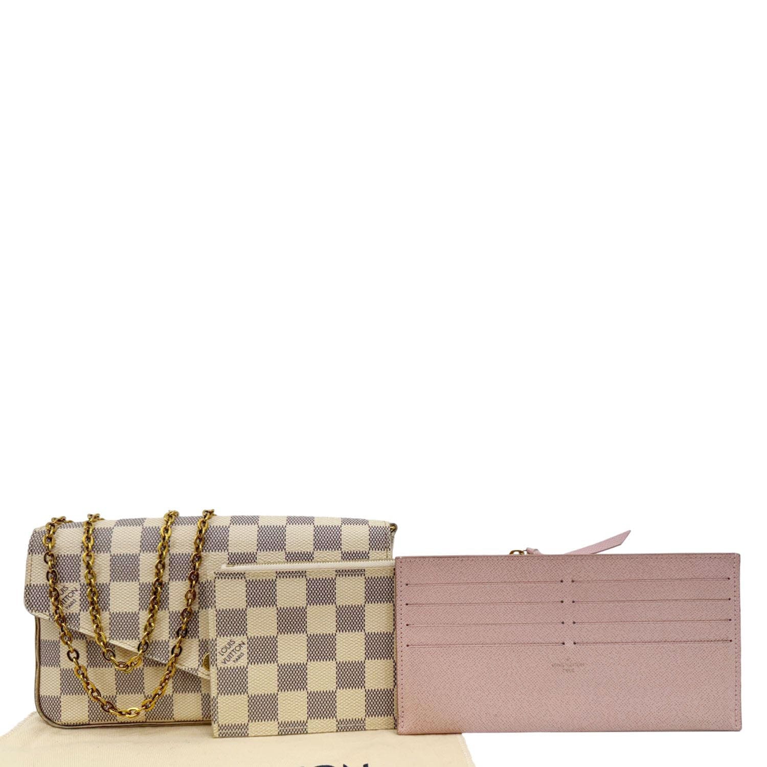 LOUIS VUITTON Felicie Pochette Damier Azur Crossbody Bag Rose Ballerine - Image 3