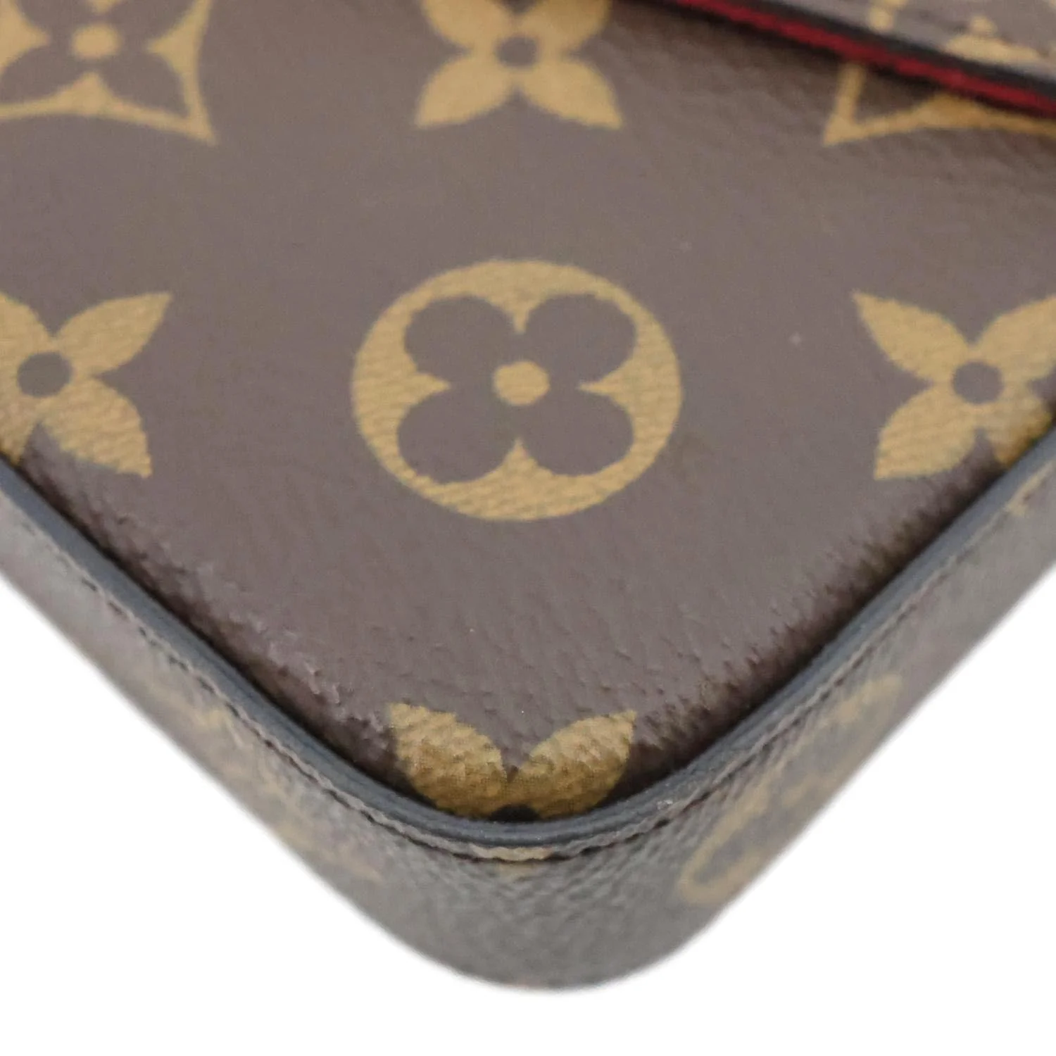 LOUIS VUITTON Felicie Pochette Monogram Canvas Crossbody Bag Brown - Image 9