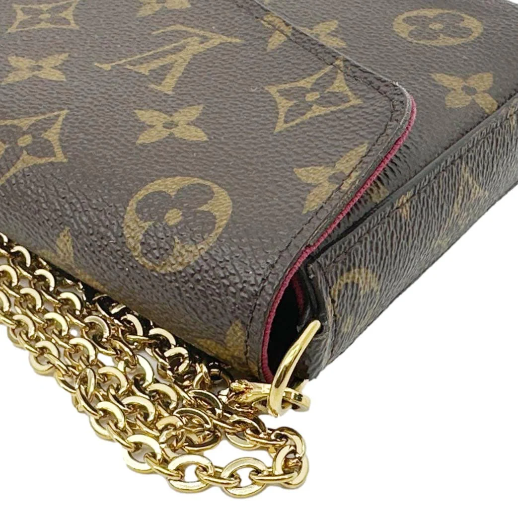 LOUIS VUITTON Felicie Pochette Monogram Canvas Crossbody Bag Brown - Image 8