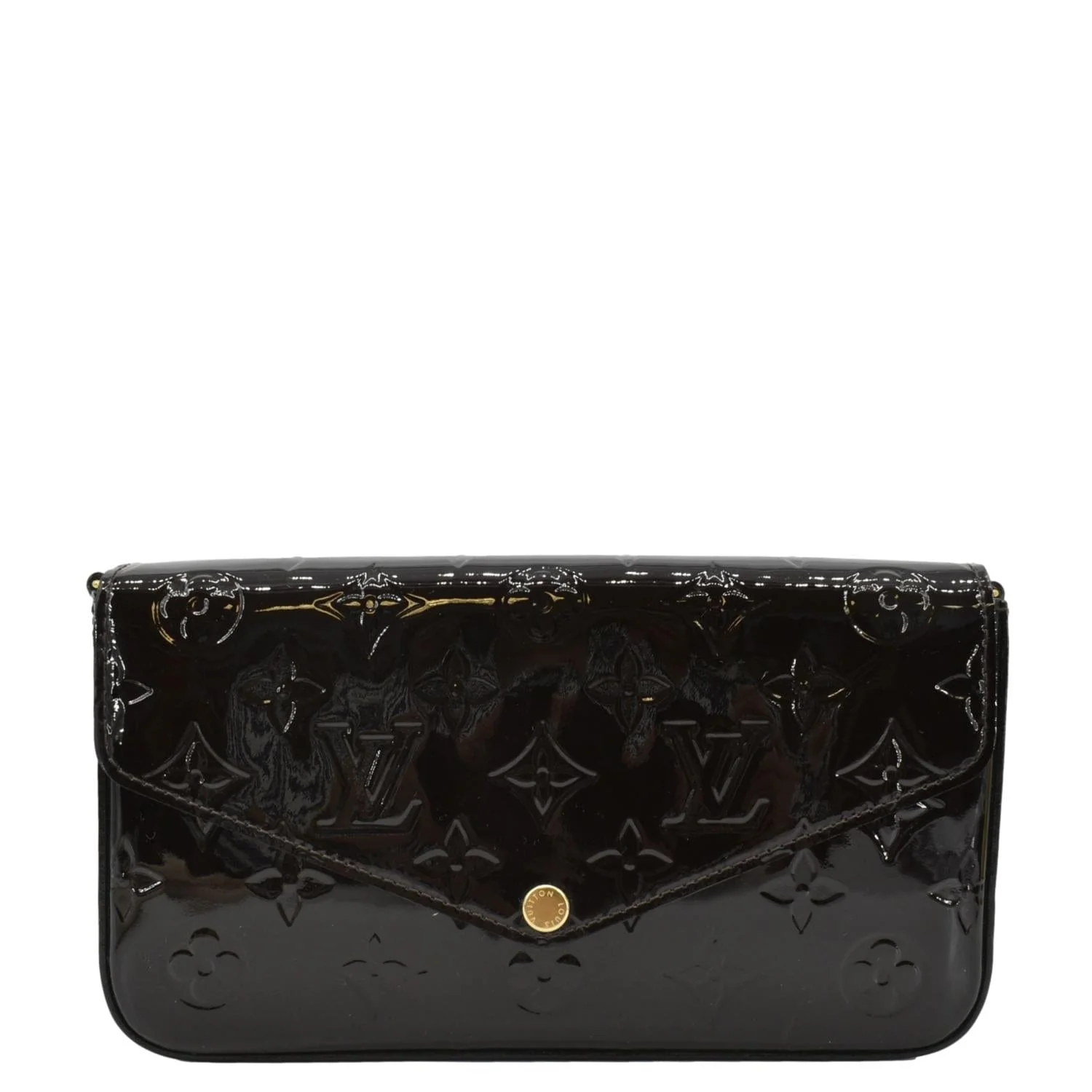 LOUIS VUITTON Felicie Pochette Monogram Vernis Crossbody Bag Amarante