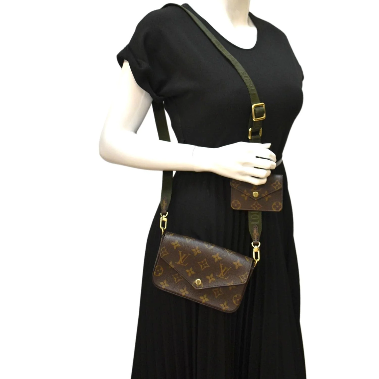 LOUIS VUITTON Felicie Strap & Go Pochette Monogram Canvas Shoulder Bag Brown - Image 2