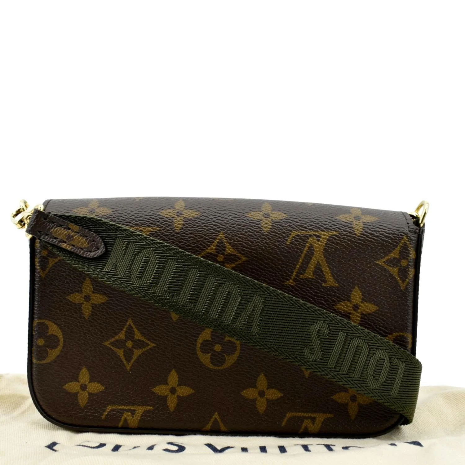 LOUIS VUITTON Felicie Strap & Go Pochette Monogram Canvas Shoulder Bag Brown - Image 3