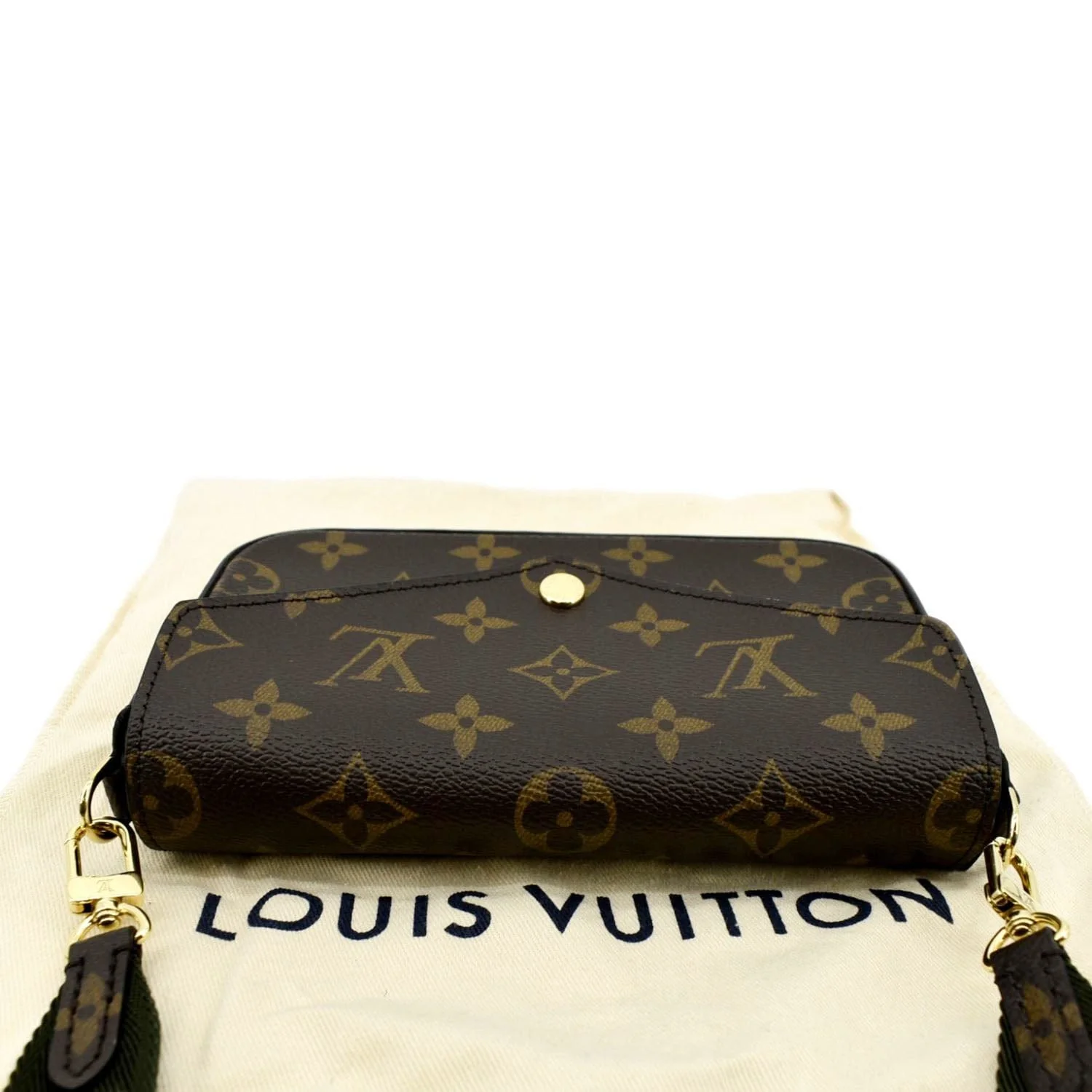 LOUIS VUITTON Felicie Strap & Go Pochette Monogram Canvas Shoulder Bag Brown - Image 5