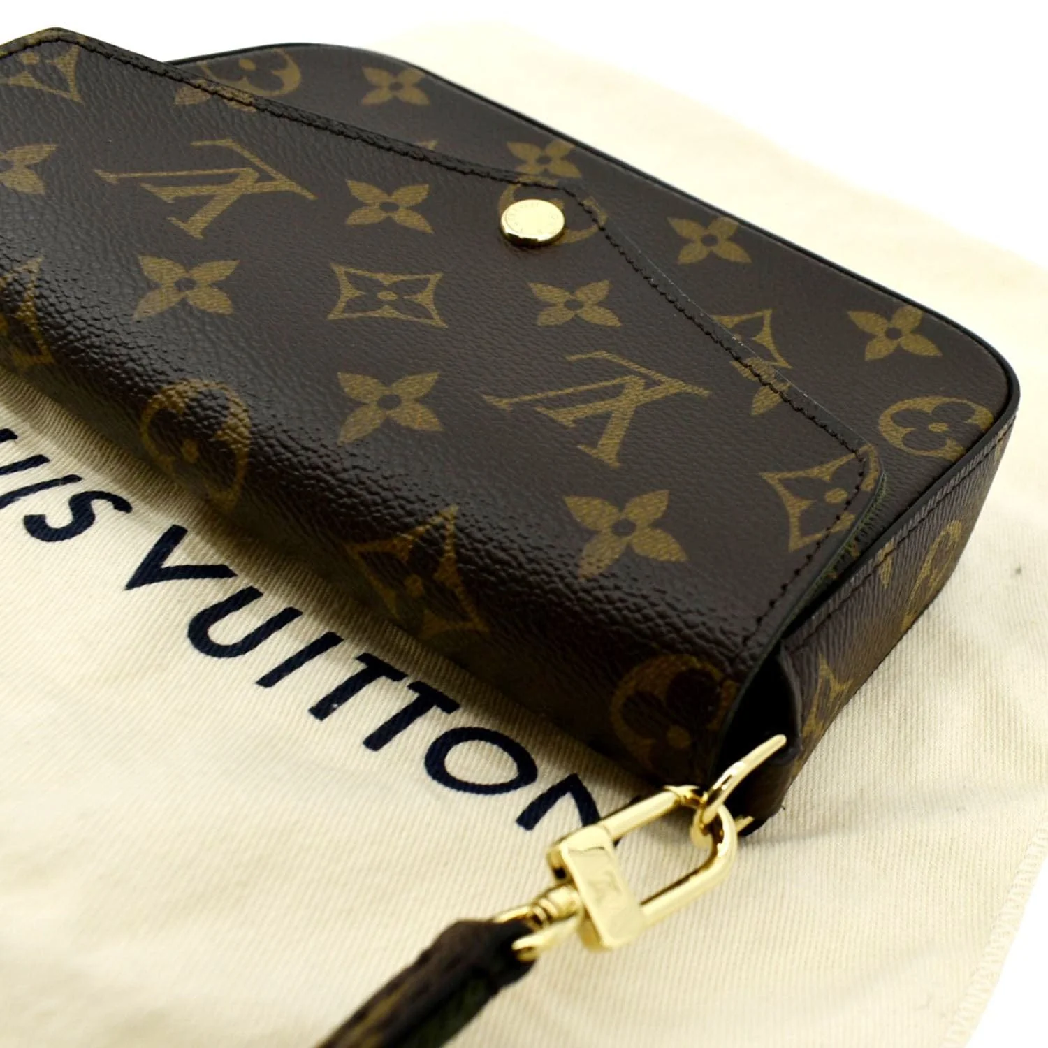 LOUIS VUITTON Felicie Strap & Go Pochette Monogram Canvas Shoulder Bag Brown - Image 7